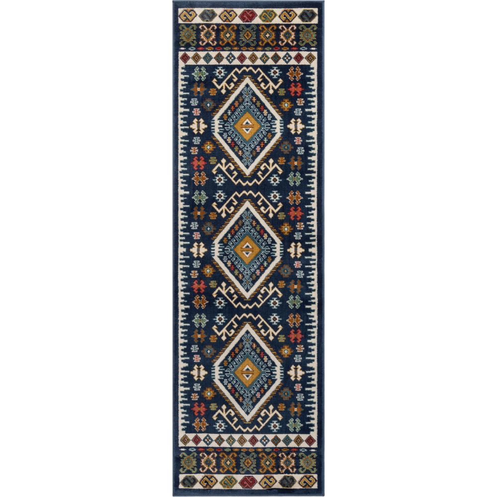 Ravia Southwestern Tribal Azteken-Teppich in b&ouml;hmischem Blau