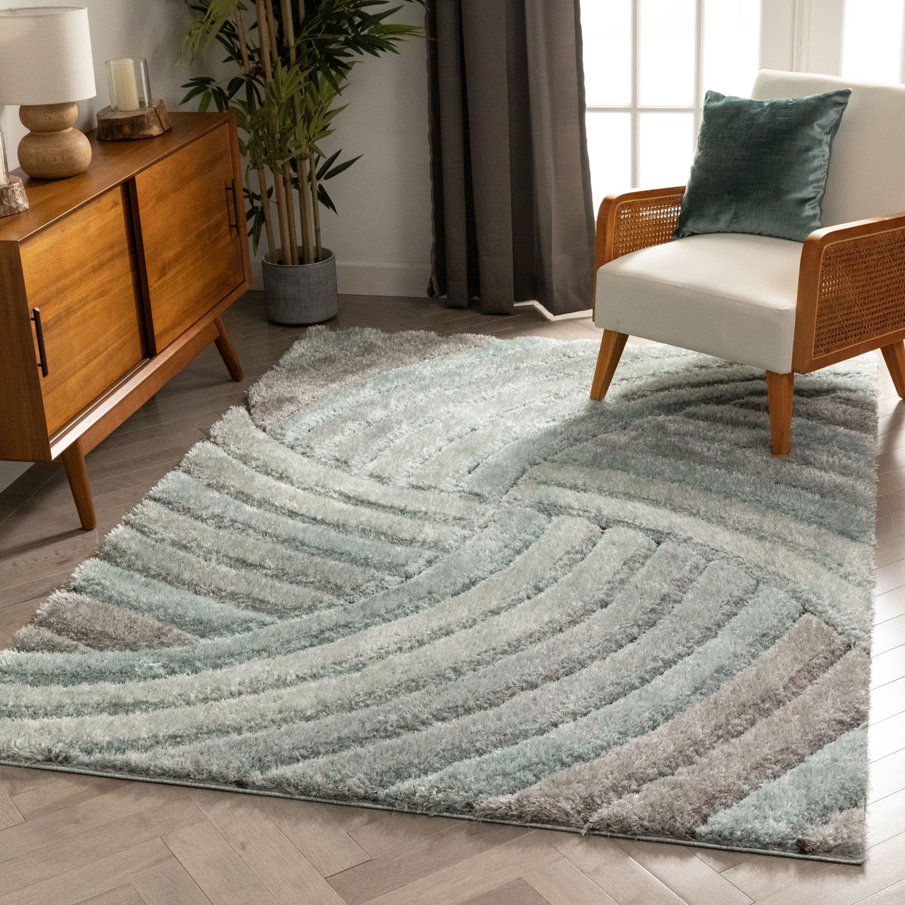 Ucci Blue Moderner Shag-Teppich mit 3D-Struktur von Chill Rugs