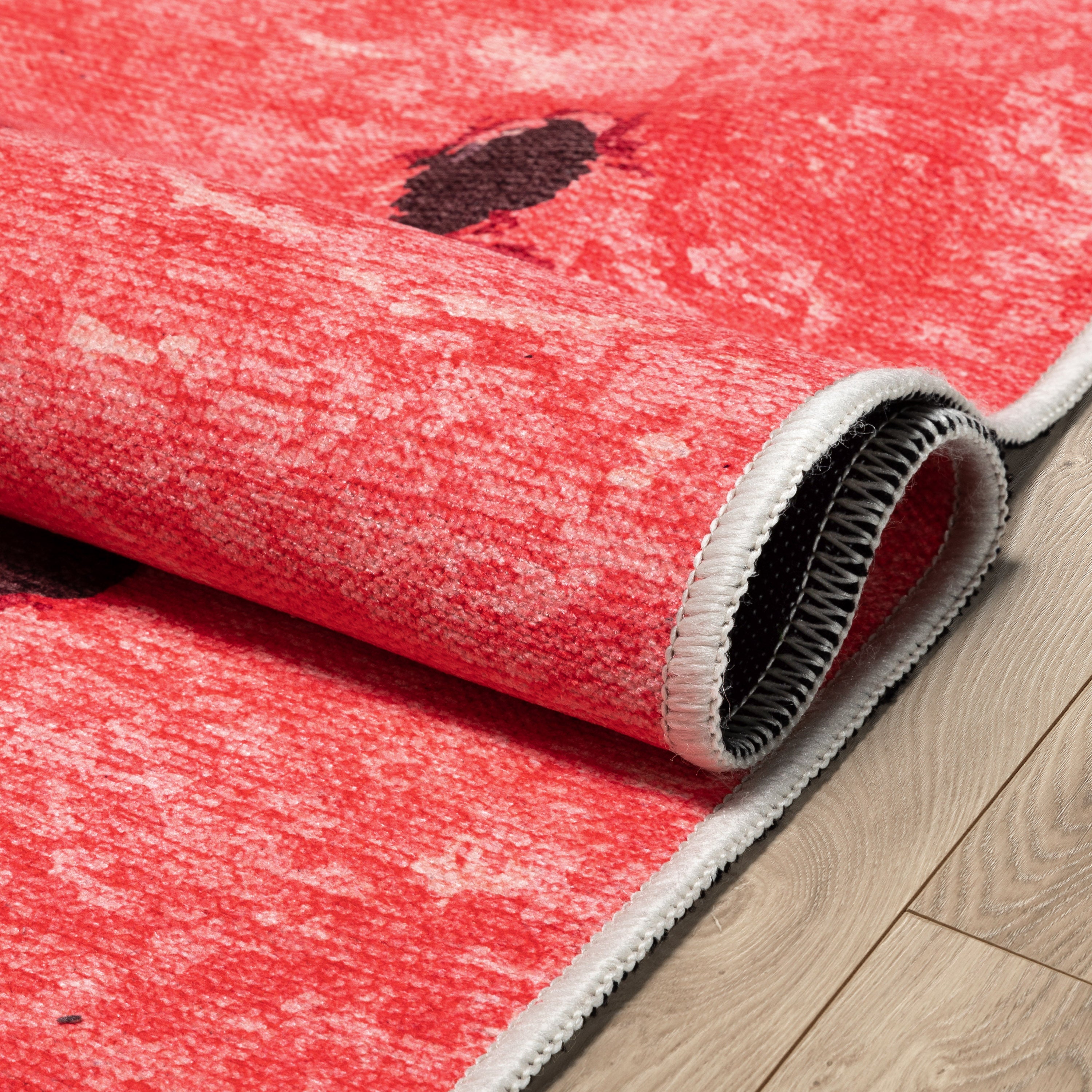Flachgewebter Teppich &bdquo;Halbe Wassermelone Neuheit&ldquo; in Rot-Limette