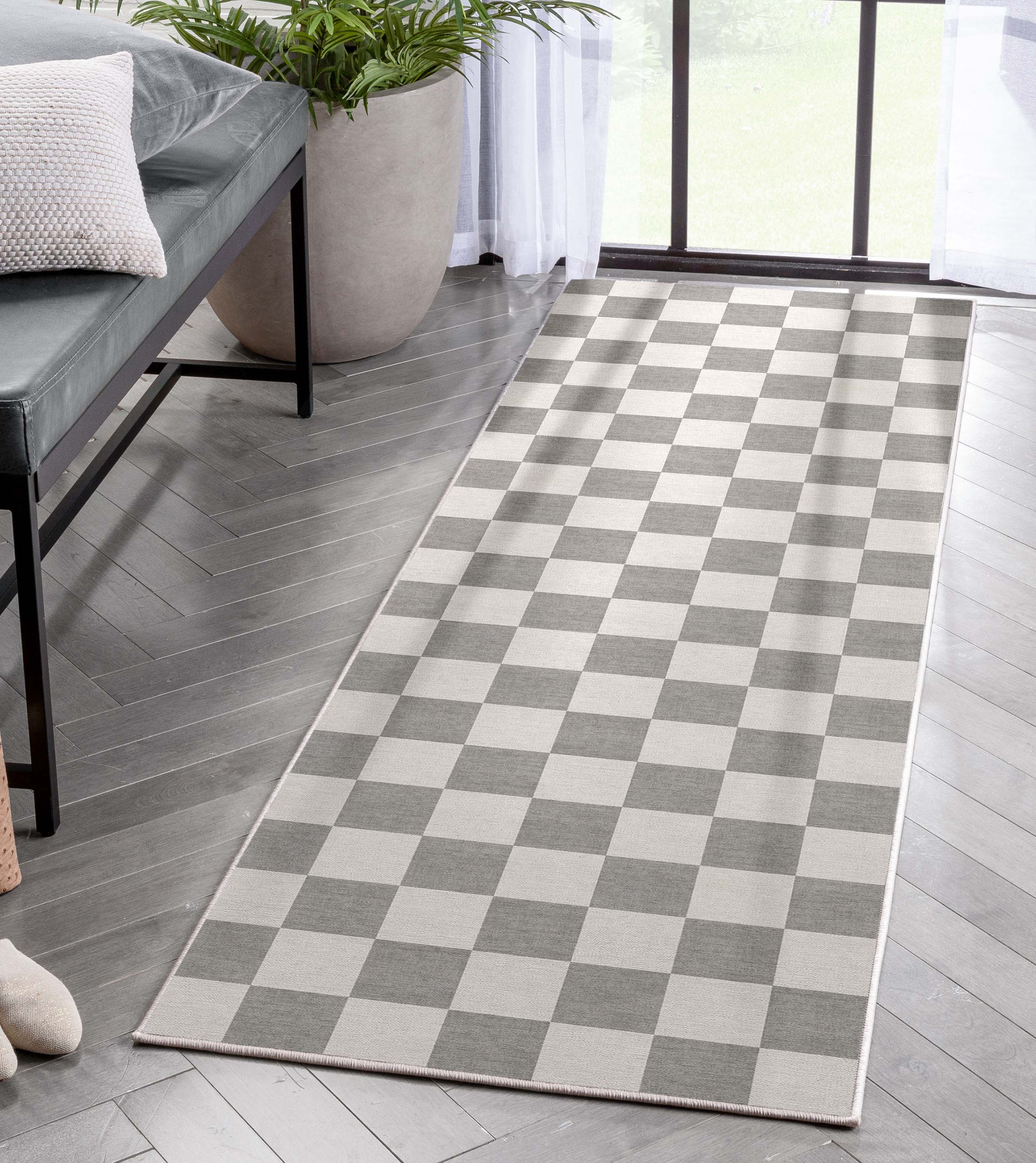 Quadratischer Flachgewebe-Teppich mit modernen geometrischen Boxen