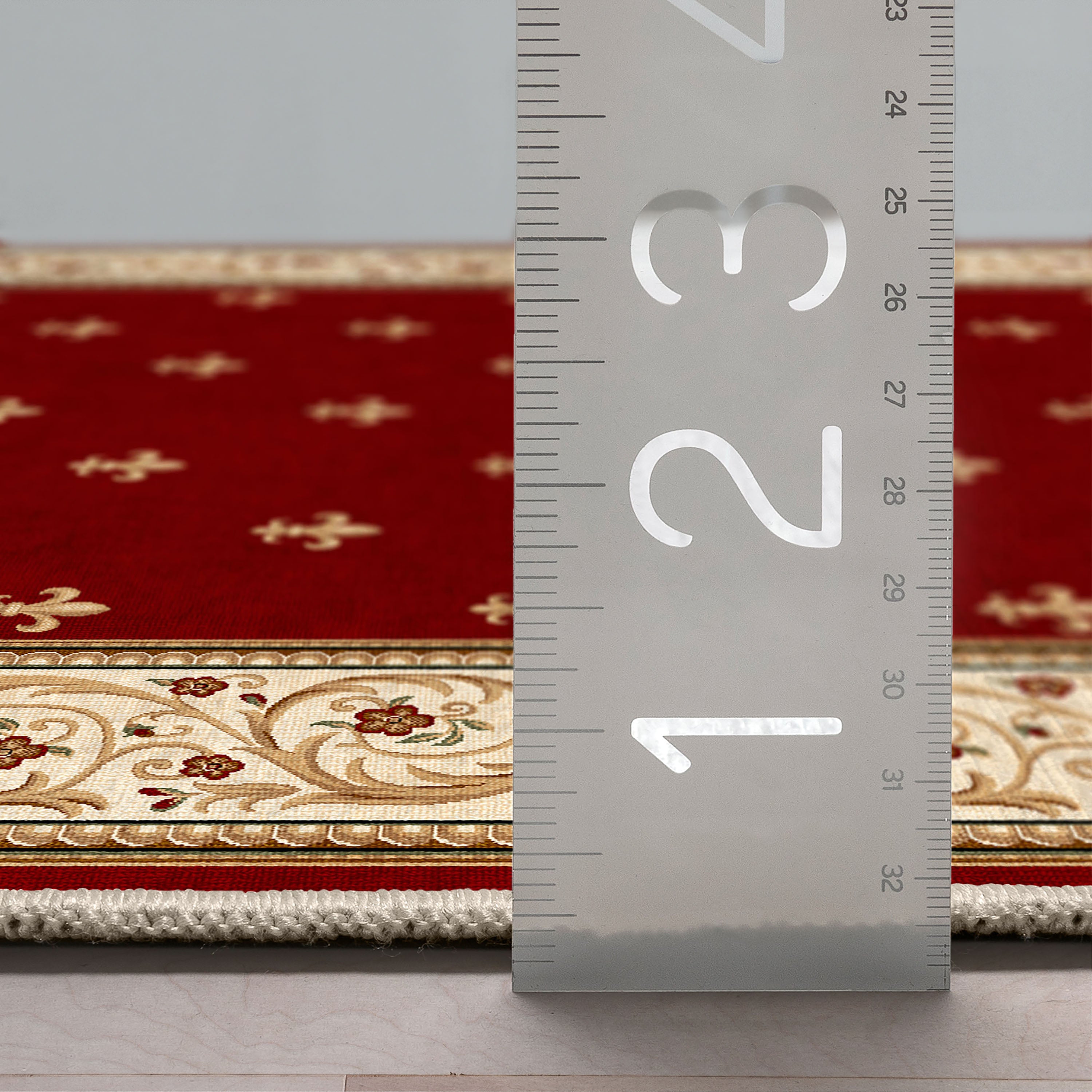 L&auml;ufer in individueller Gr&ouml;&szlig;e, Fleur De Lis, traditionelles Rot, w&auml;hlen Sie Ihre Breite x w&auml;hlen Sie Ihre L&auml;nge. Flurl&auml;ufer-Teppich