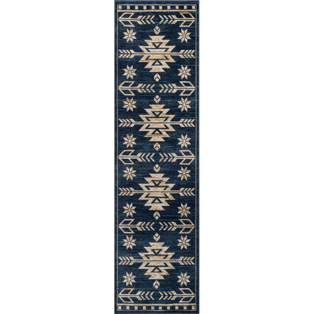 Canton Southwestern Tribal Bohemian Blauer Teppich