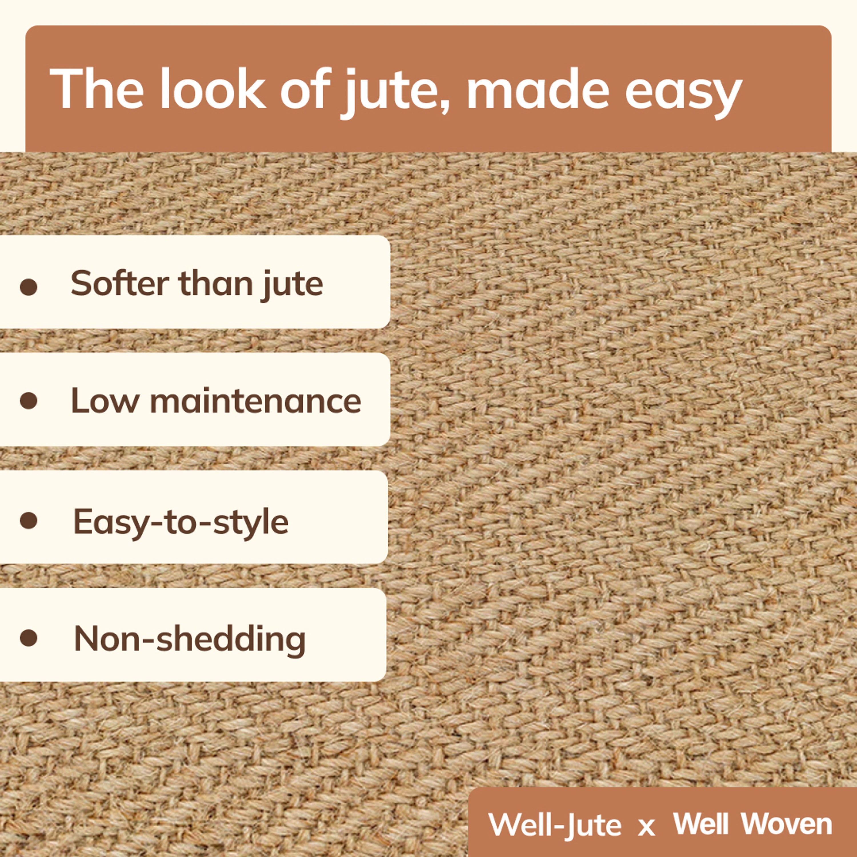 Well-Jute Boerboel Geometrischer Flachgewebe-Teppich mit Fischgr&auml;tenmuster in Beige