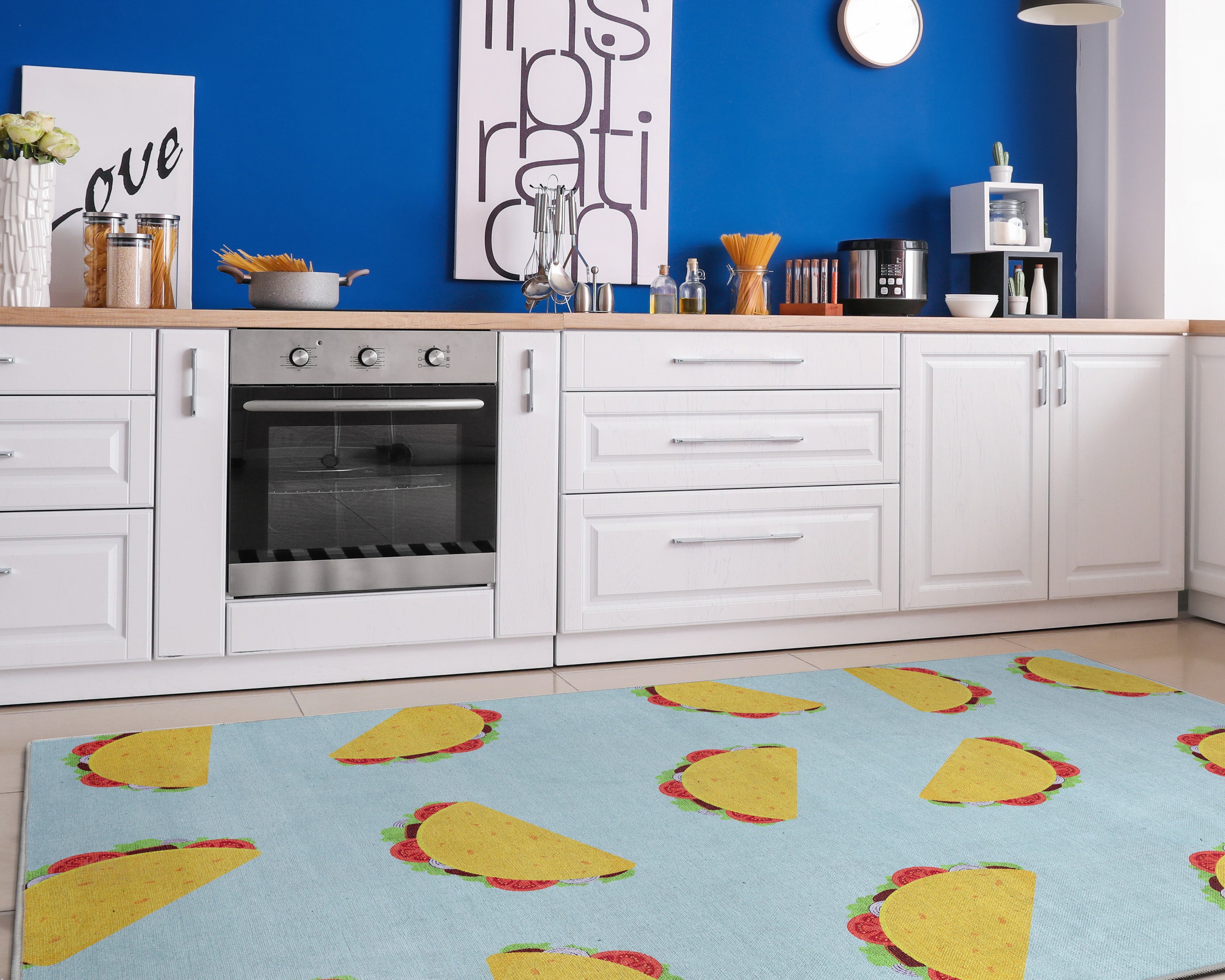 Multi Tacos Neuheit Multi Blue Flachgewebe-Teppich