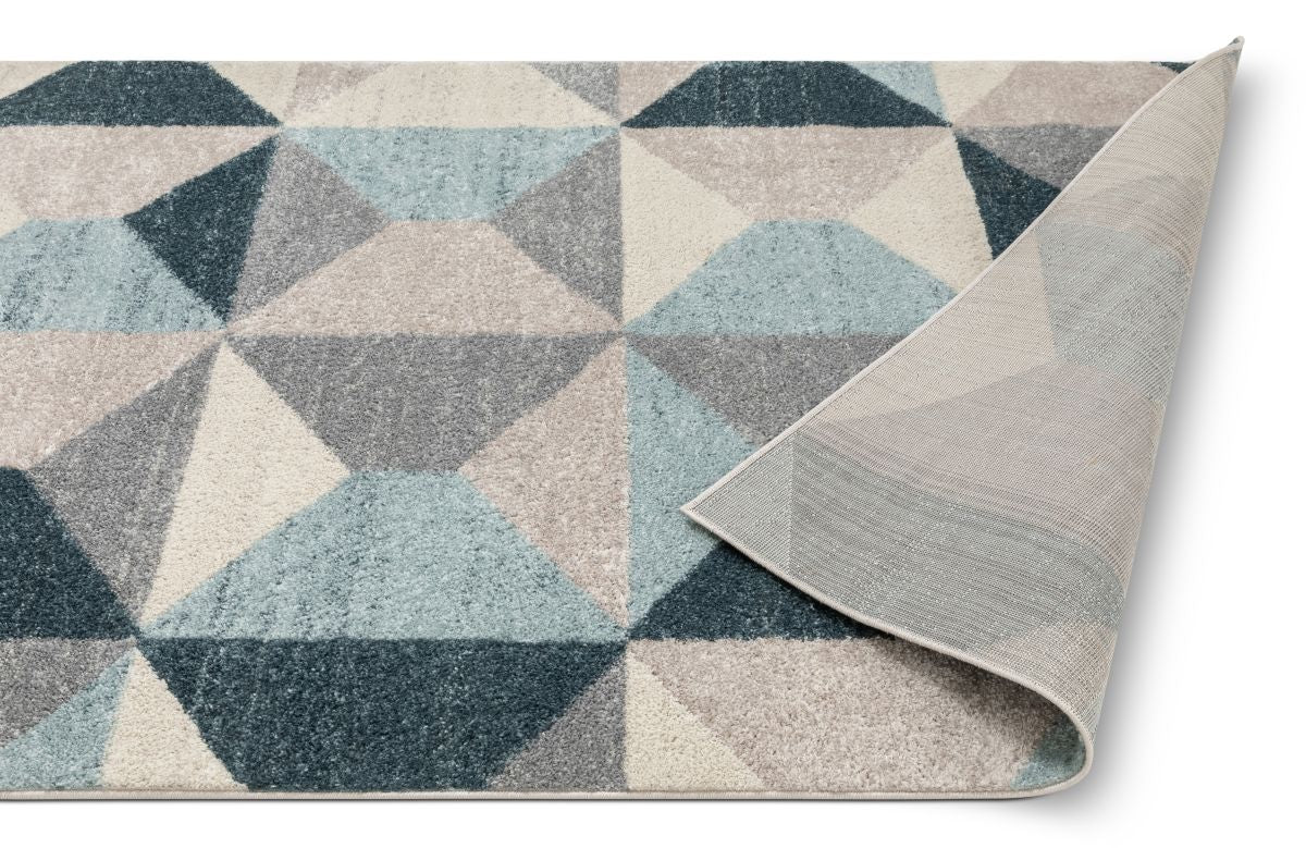 Zeke Blue Mid-Century Modern Geometrischer Teppich