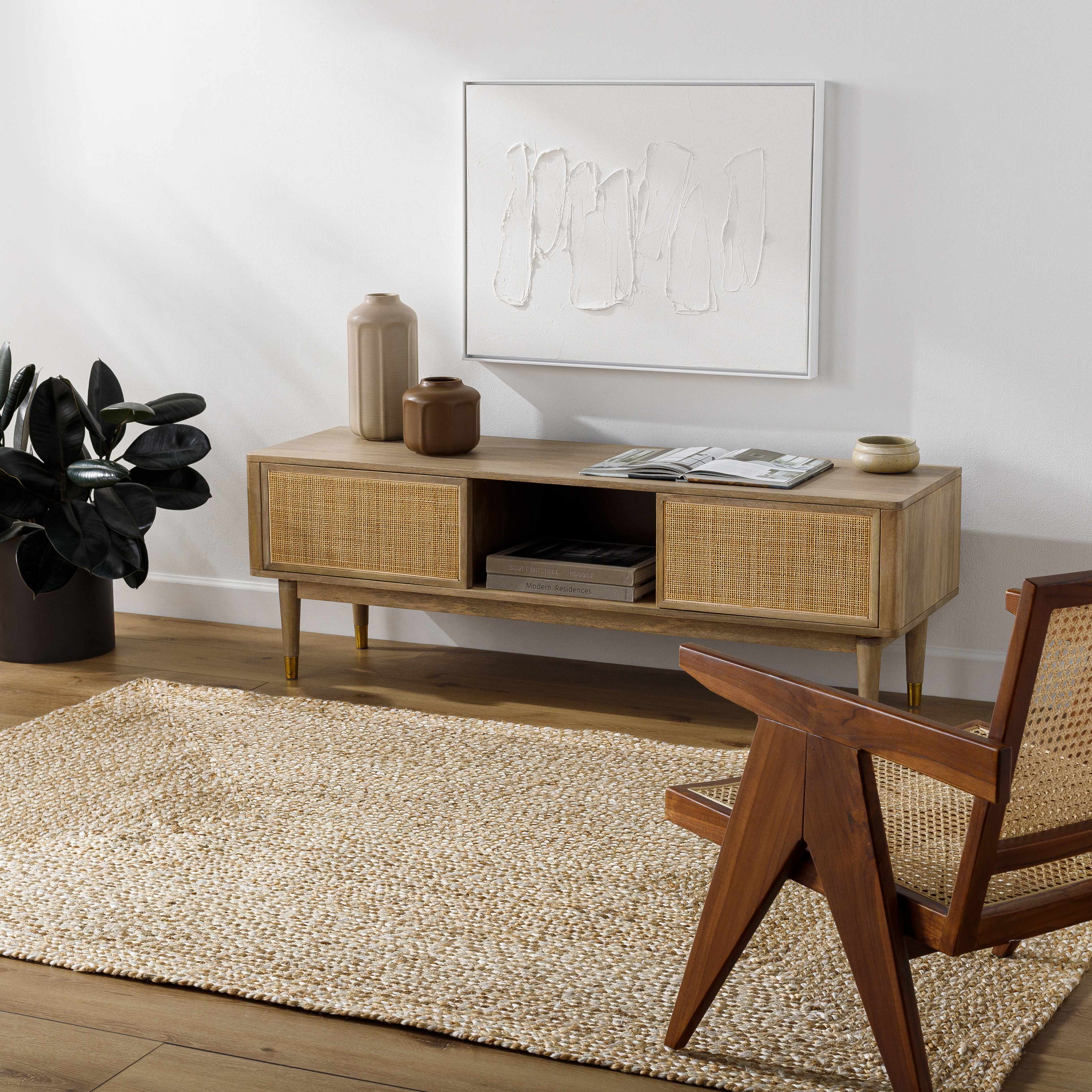Elkie Beige Jute-Teppich