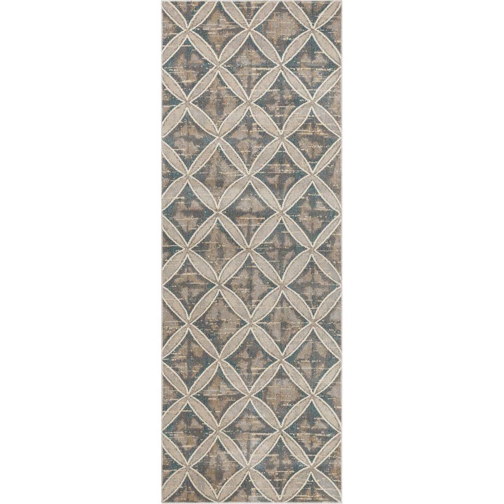 Sofia Beige Vintage Modern Trellis Teppich