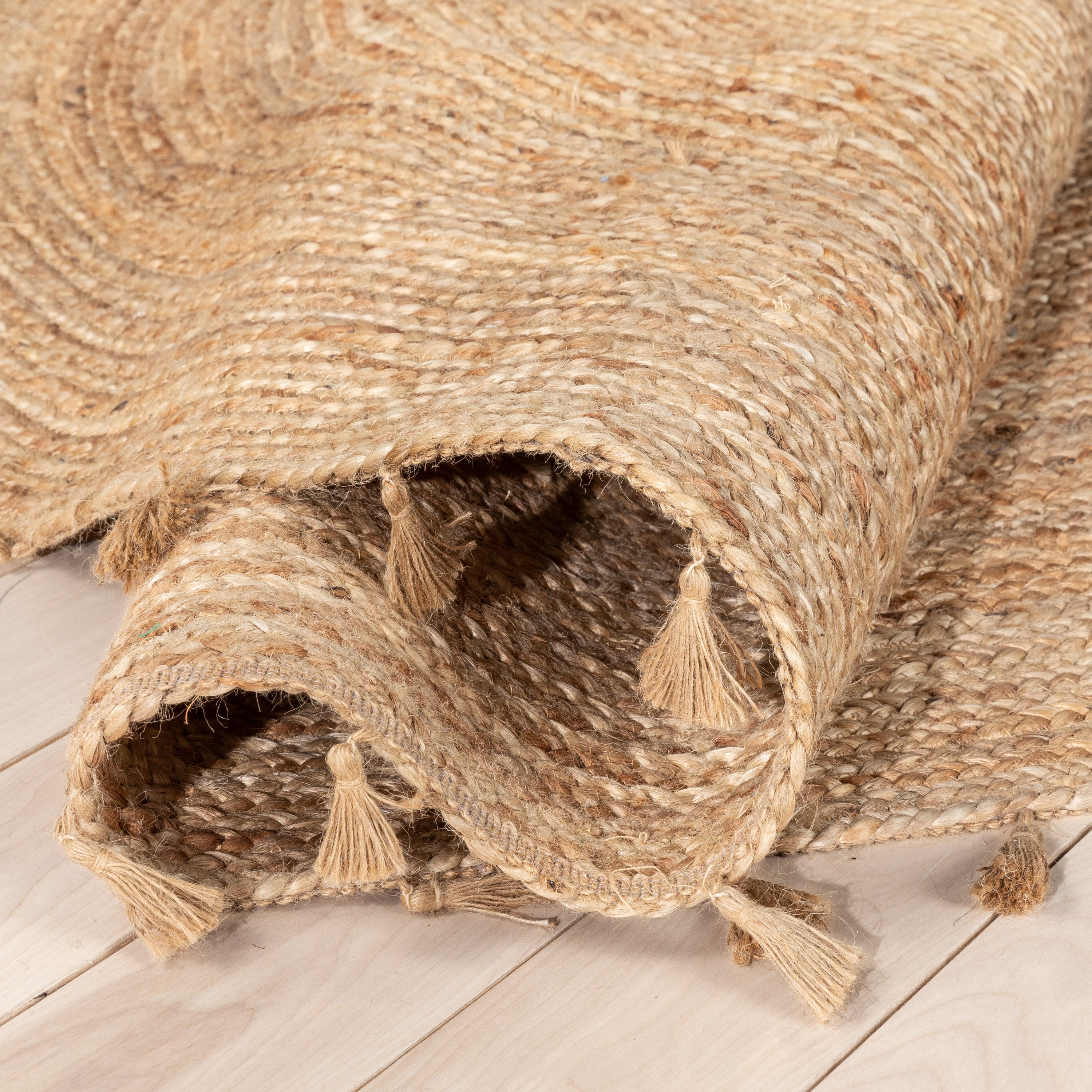 Philomena B&ouml;hmischer handgeflochtener Jute-Teppich mit nat&uuml;rlicher Struktur