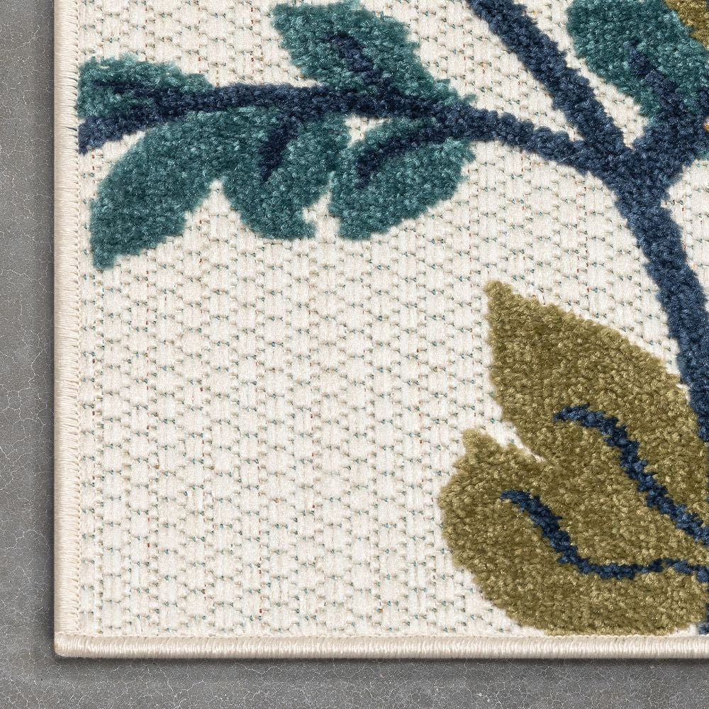 Neveh Beige Moderner Blumenteppich f&uuml;r drinnen und drau&szlig;en