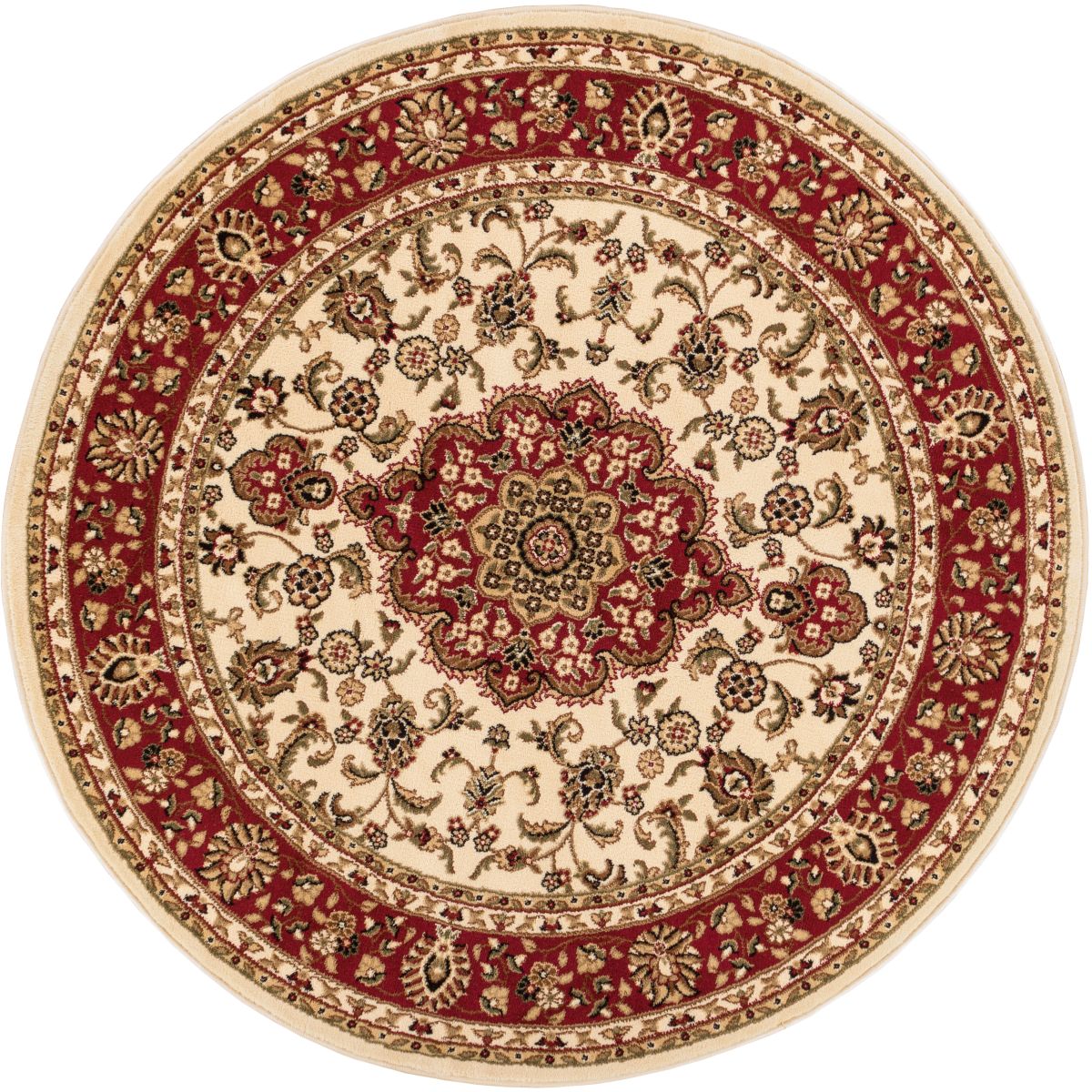 Medaillon Kashan Elfenbeinfarbener traditioneller runder Teppich