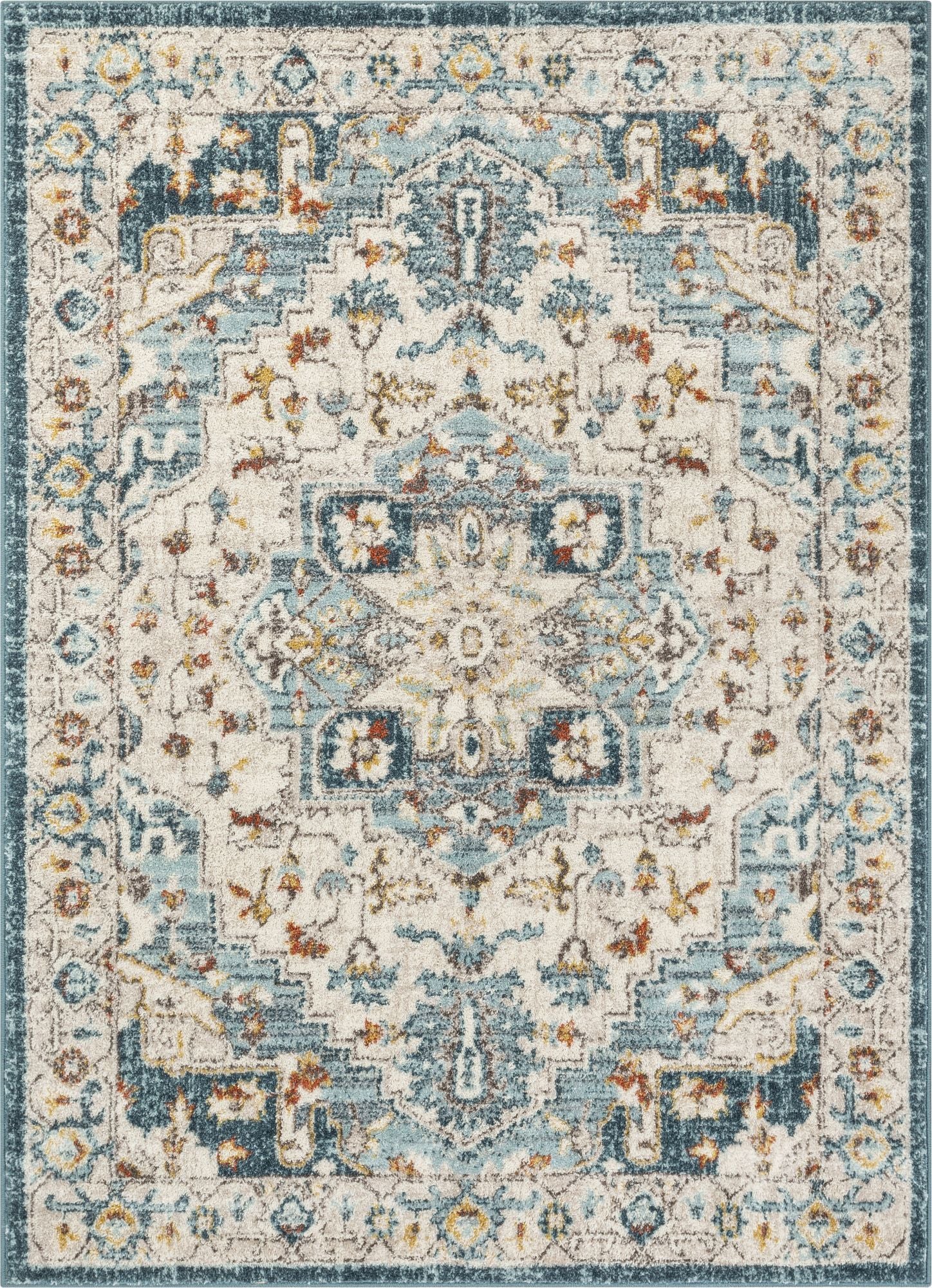 Stella Blauer moderner Vintage-Teppich