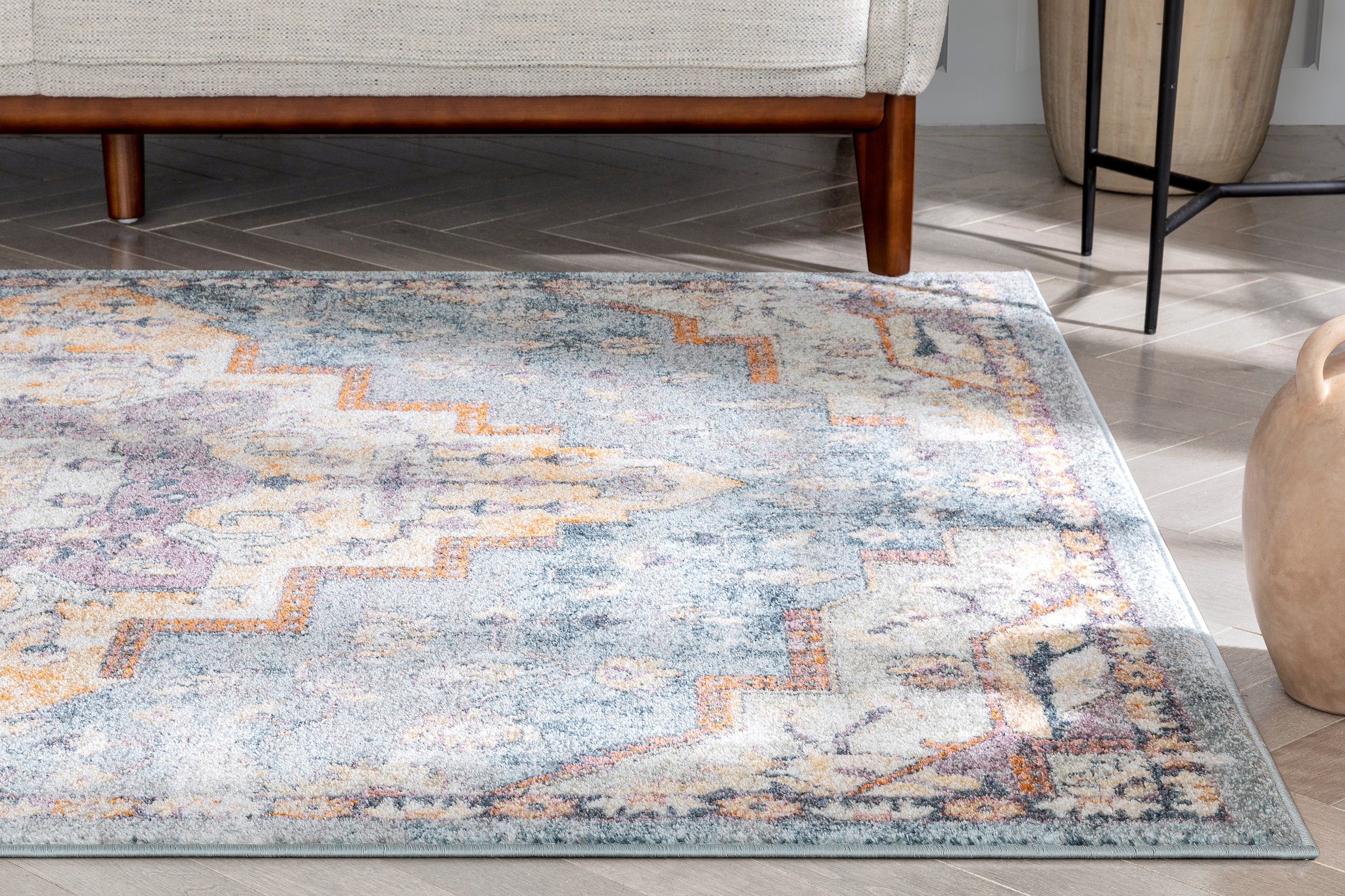 Encino Global Vintage Medaillon Hellblauer Teppich