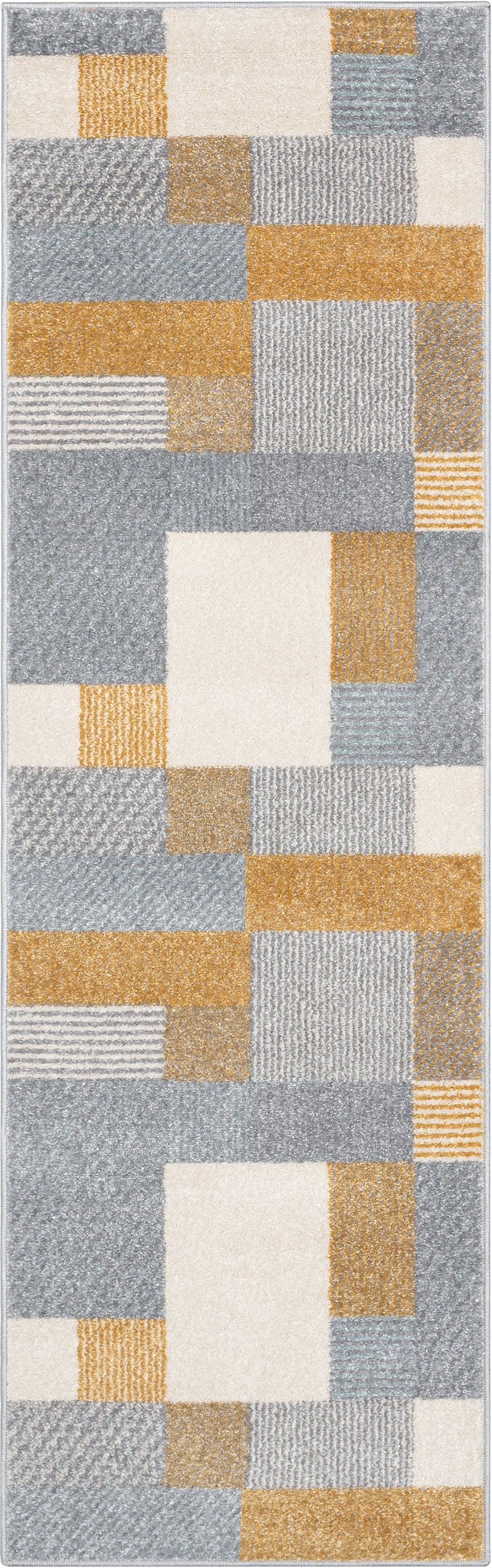 Wilma Moderner geometrischer gelbgrauer Teppich