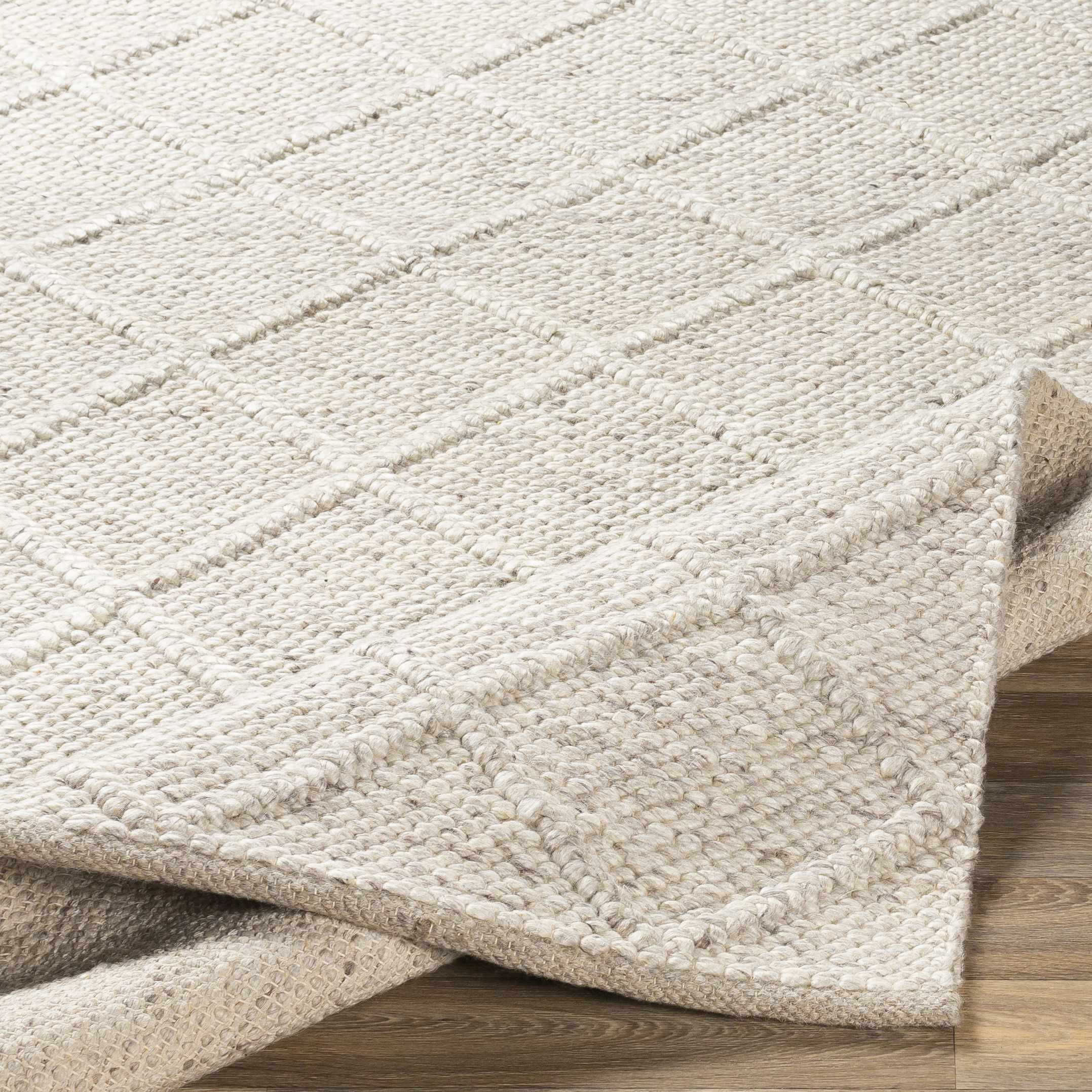 Syosset Beige Trellis-Teppich aus Wolle und Viskose