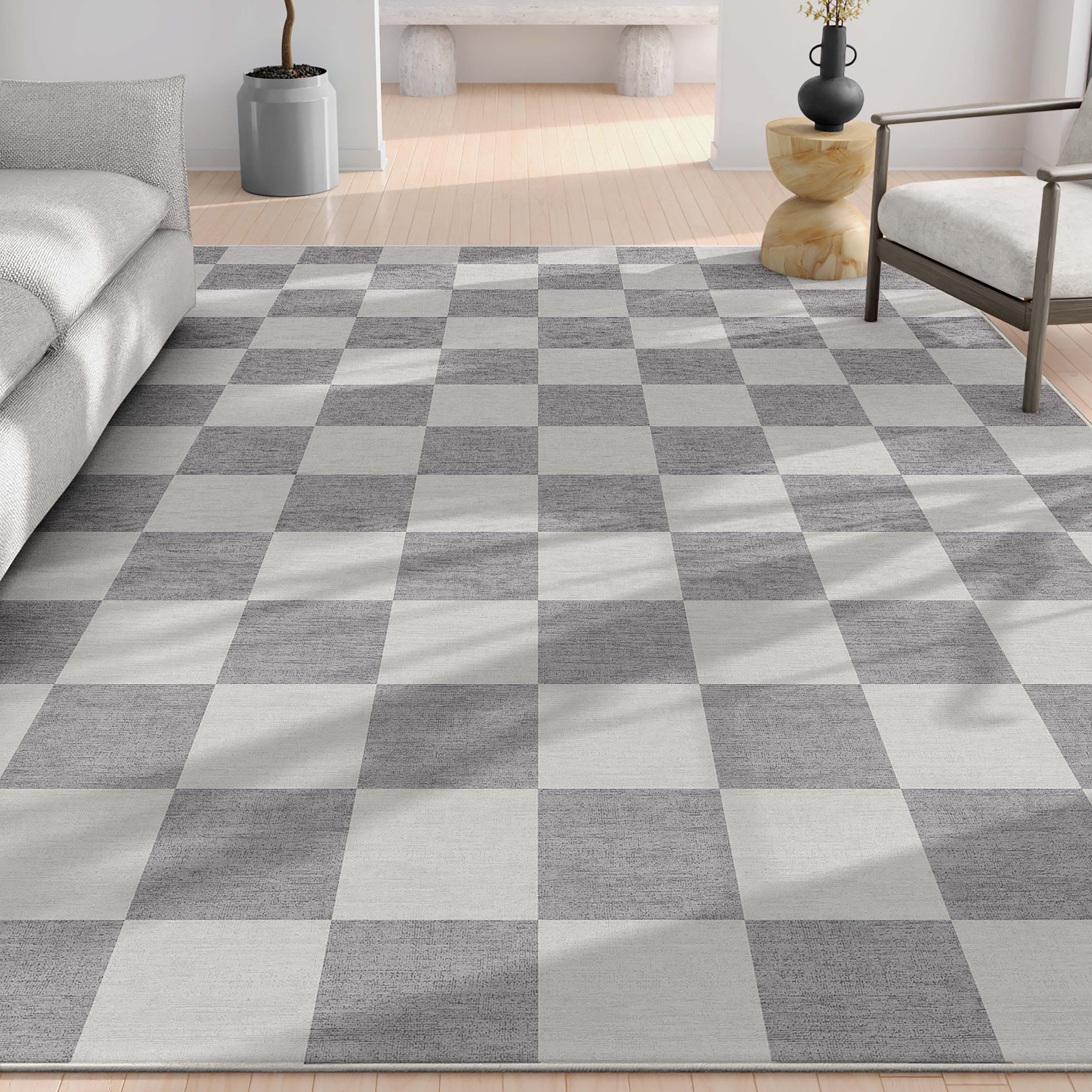 Quadratischer Flachgewebe-Teppich mit modernen geometrischen Boxen