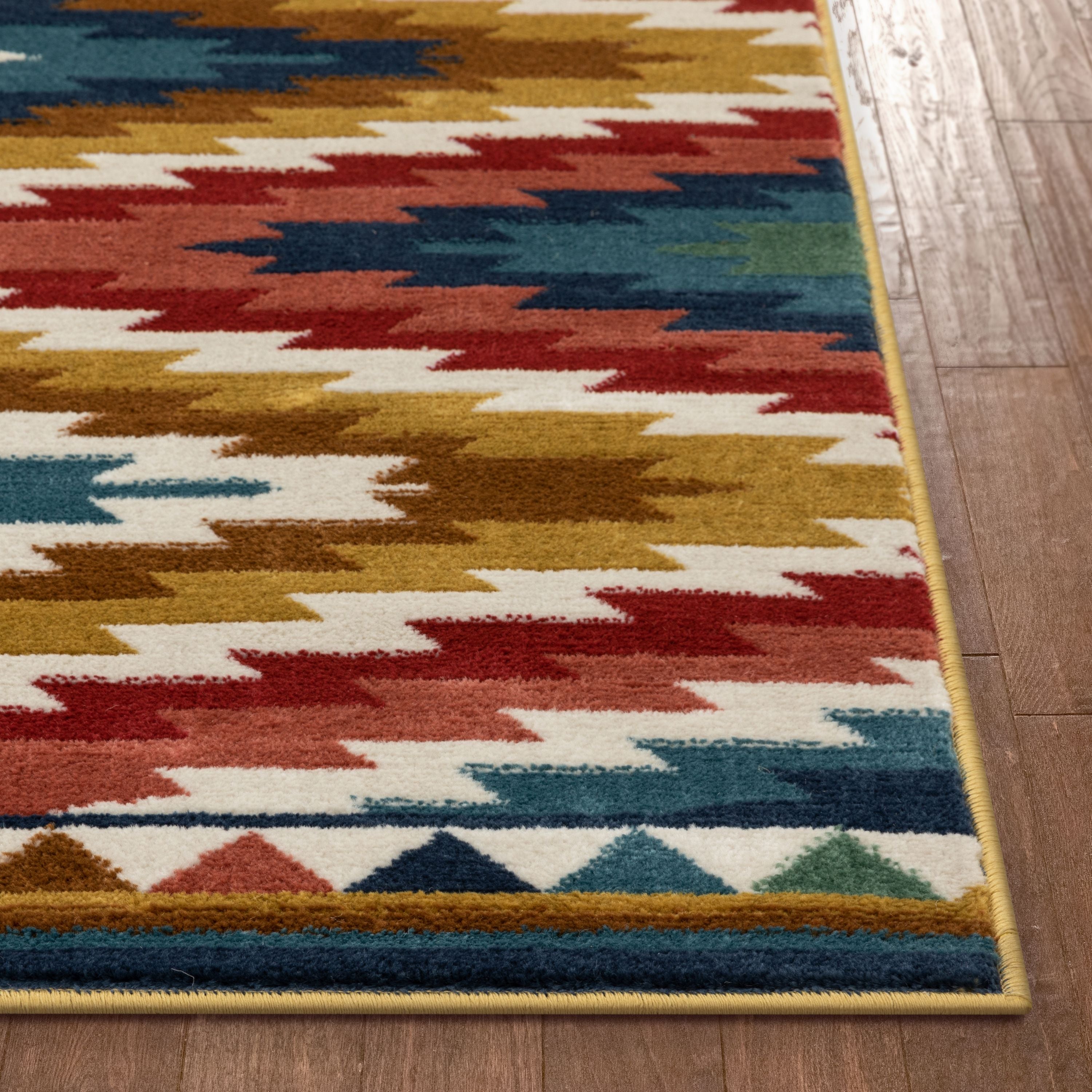 Mia Southwestern Tribal Azteken-Bohemian-Teppich in Blau