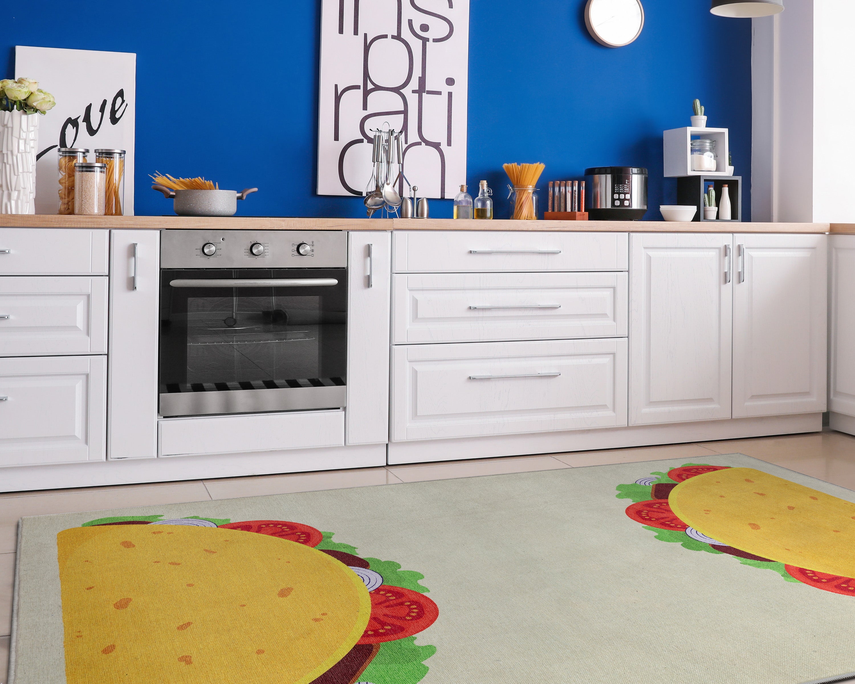 Double Taco Neuheit Flachgewebe-Teppich in Multi-Gelb
