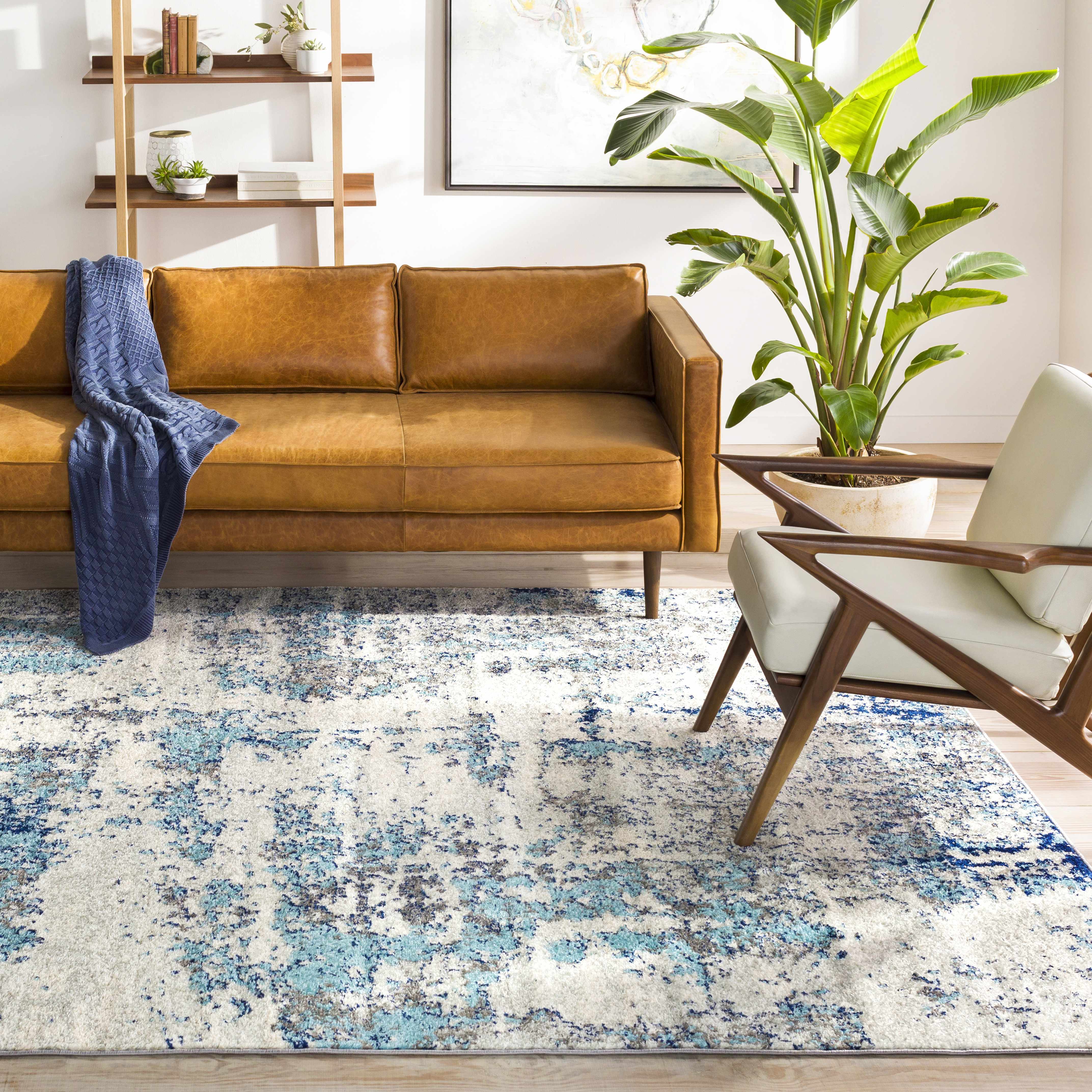 Teppich &bdquo;Beverly&ldquo; in abstraktem Blau