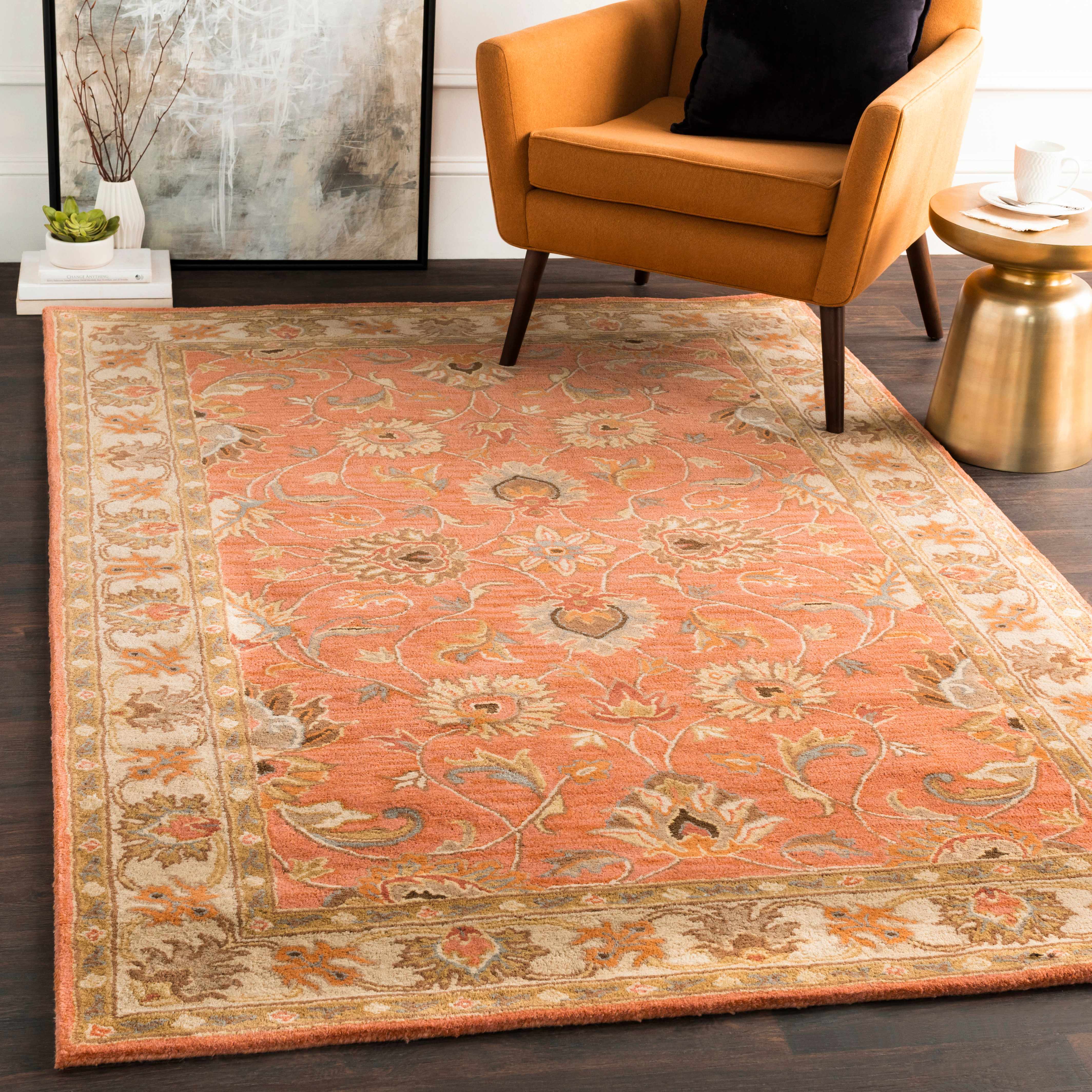 Cherryfield handgetufteter Wollteppich in gebranntem Orange 1124
