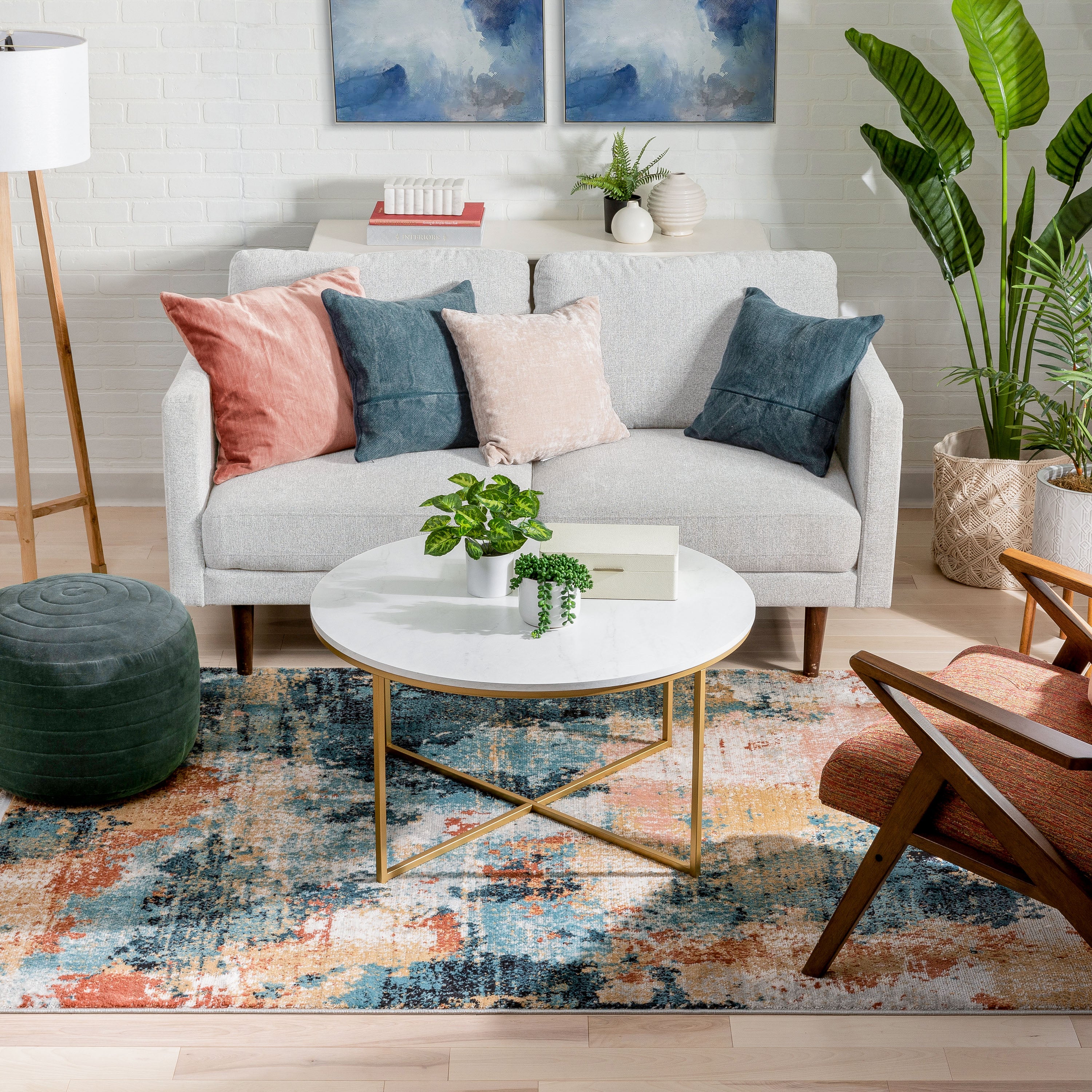 Vento Bohemian Modern Abstract Distressed Multi Teppich