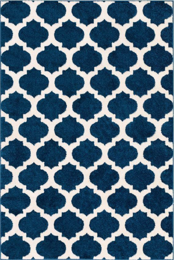 Moderner Gitterteppich &bdquo;Zoe Blue&ldquo;.