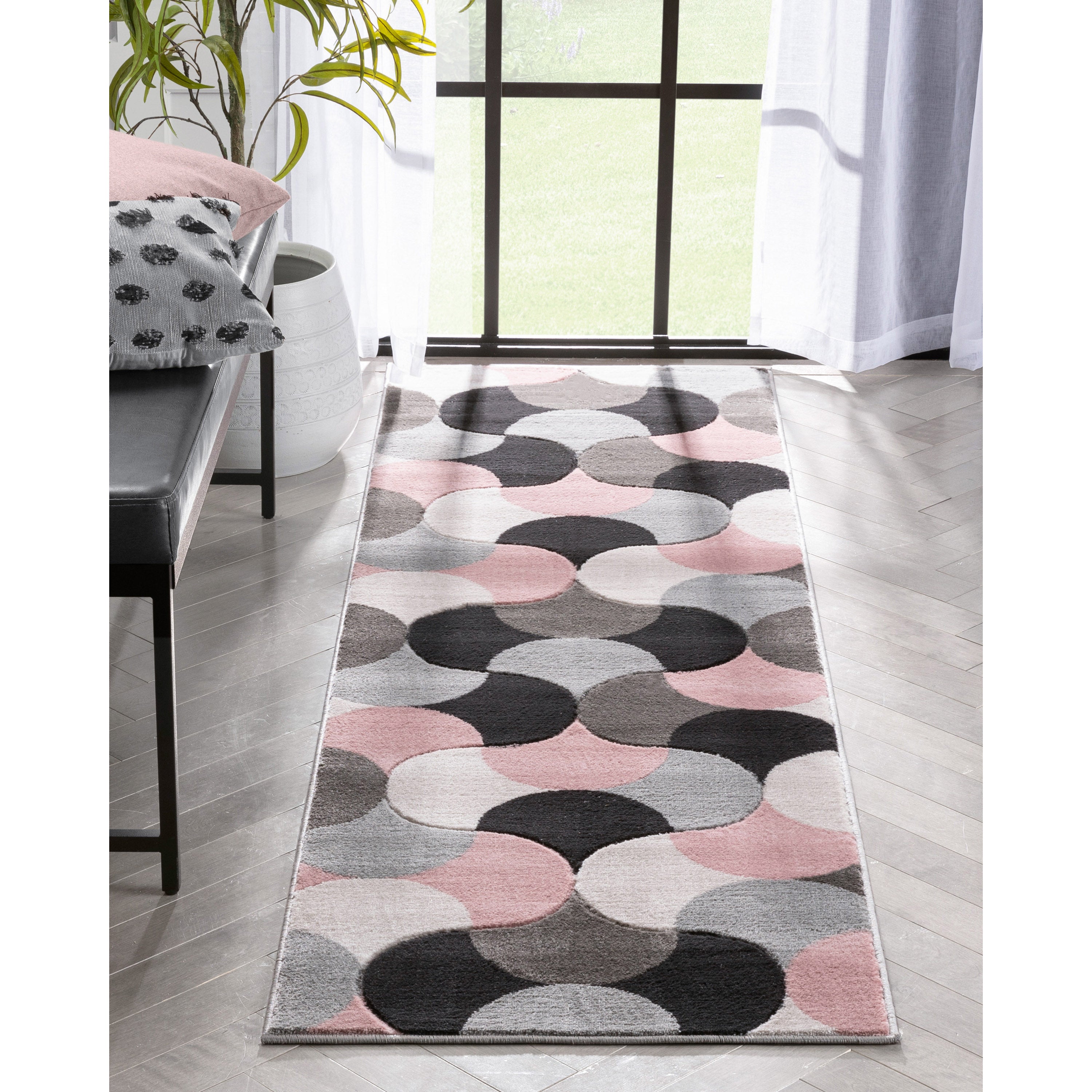 Helena Blush Pink Mid-Century Modern Abstrakter geometrischer 3D-Strukturteppich