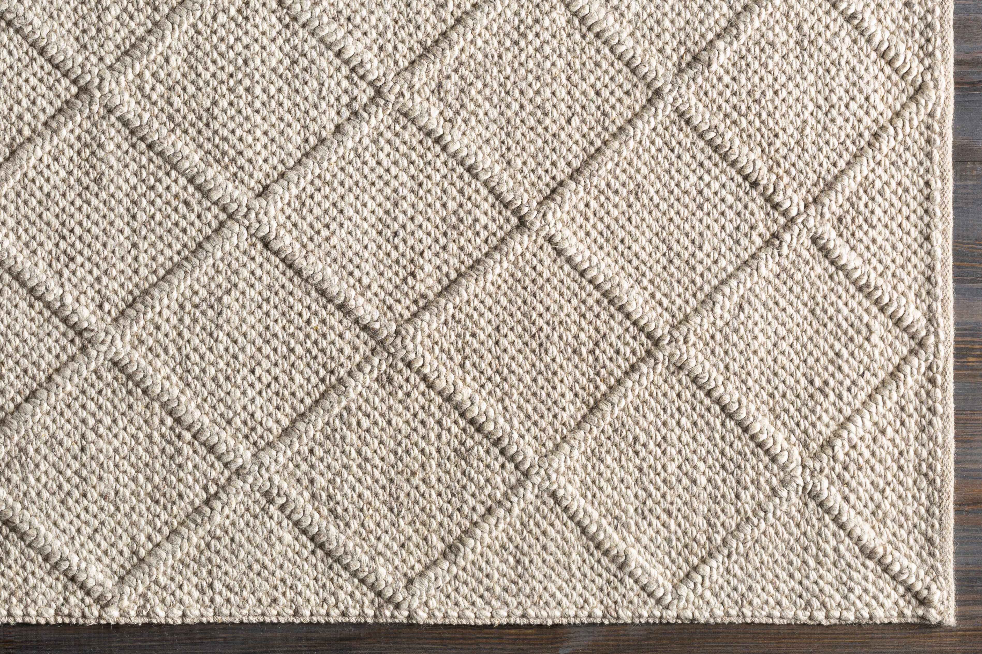 Syosset Beige Trellis-Teppich aus Wolle und Viskose