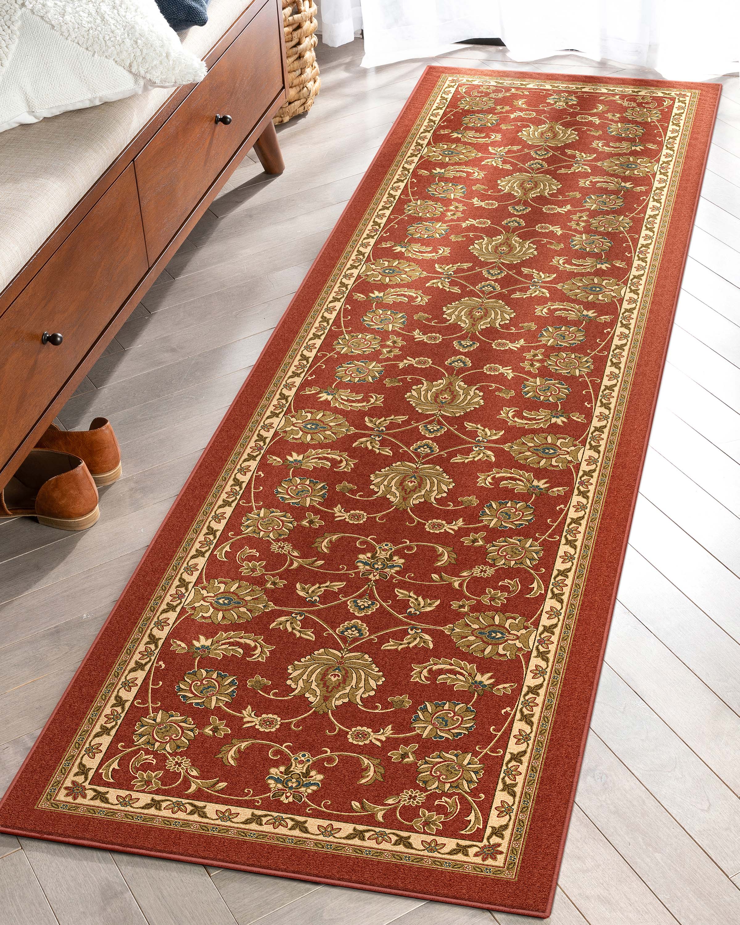 Tabriz Traditioneller orientalischer Flachgewebe-Teppich mit Baumwollr&uuml;cken