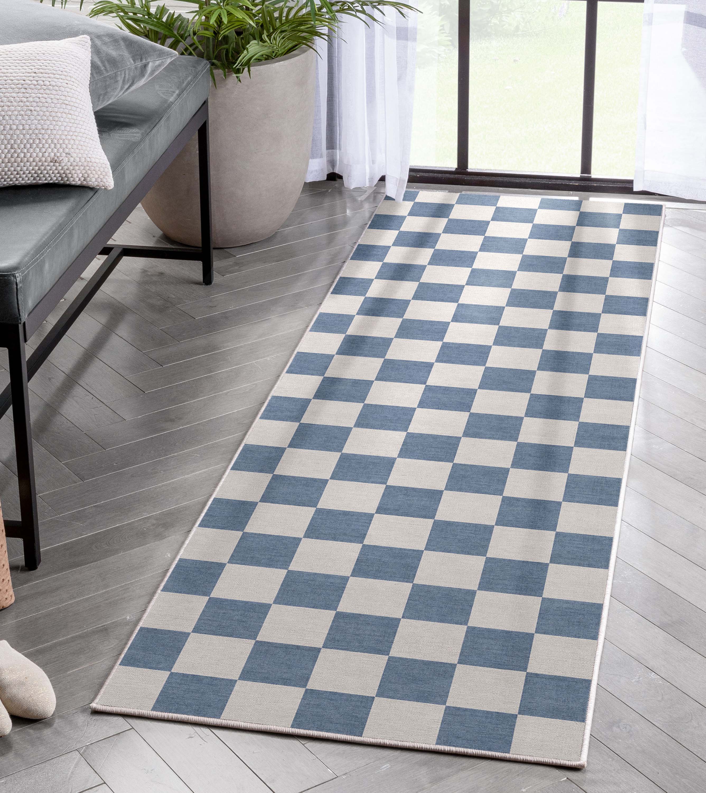 Quadratischer Flachgewebe-Teppich mit modernen geometrischen Boxen