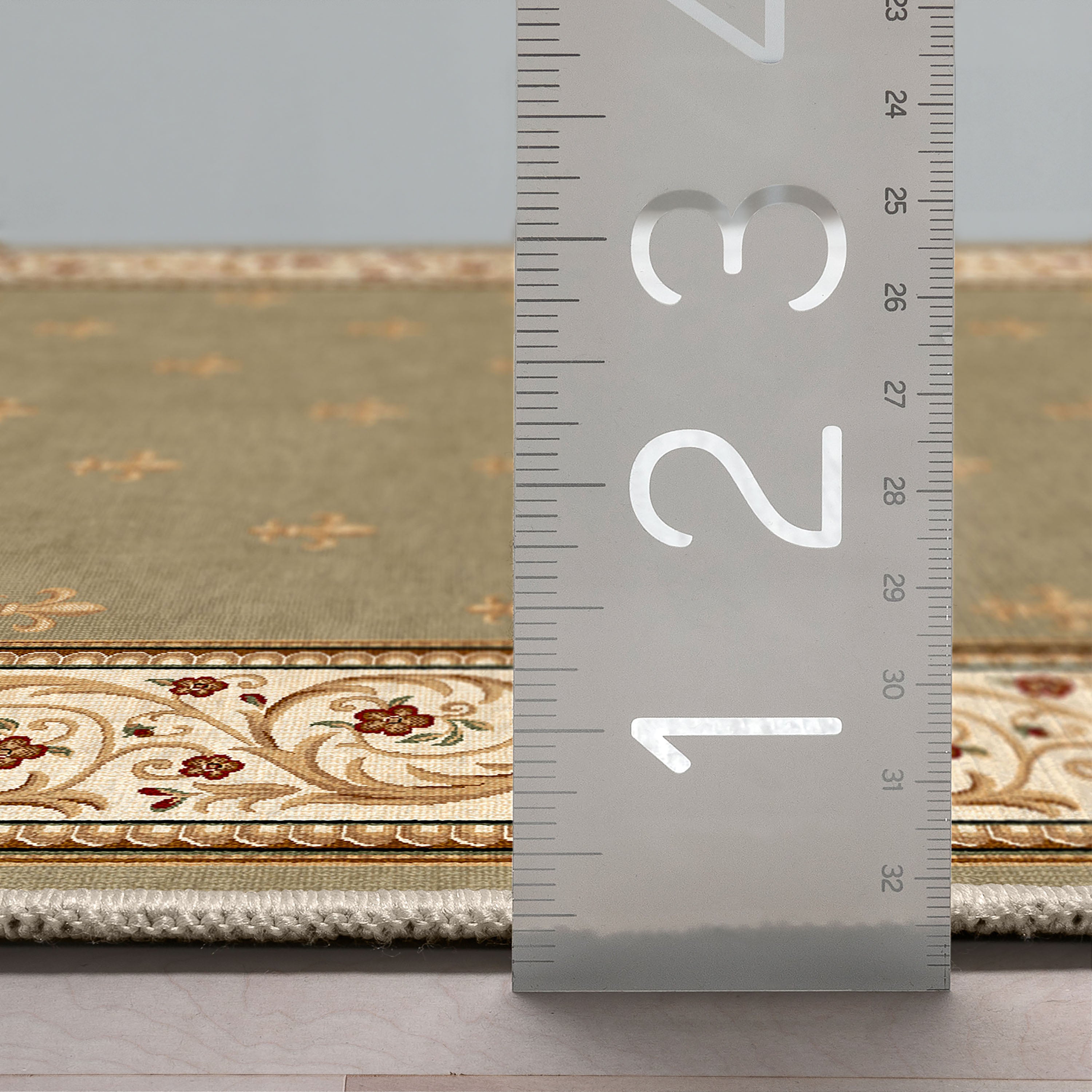 L&auml;ufer in individueller Gr&ouml;&szlig;e, Fleur De Lis, traditionell, hellgr&uuml;n, w&auml;hlen Sie Ihre Breite x w&auml;hlen Sie Ihre L&auml;nge. Flurl&auml;ufer-Teppich