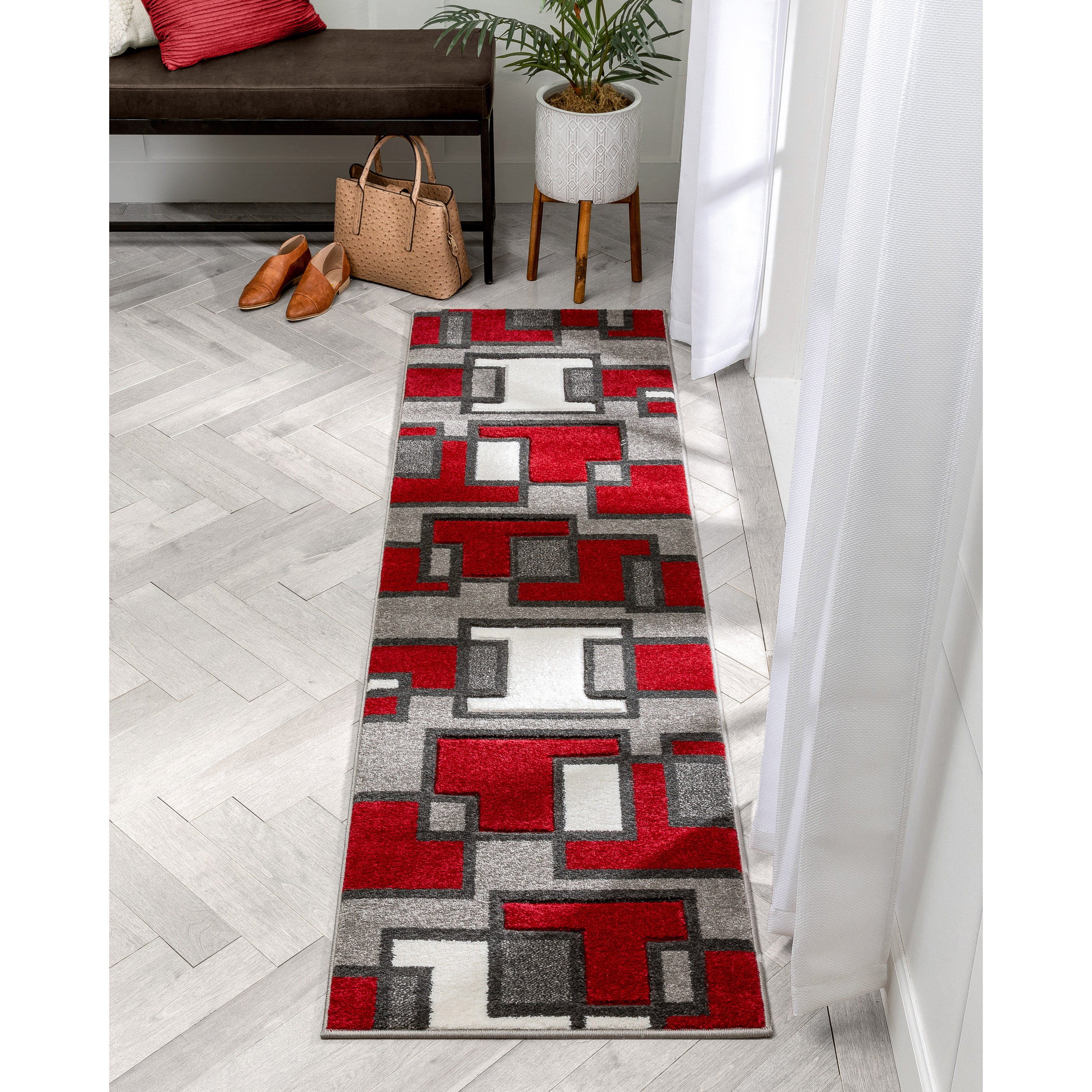 Roter moderner Teppich Imagination Squares