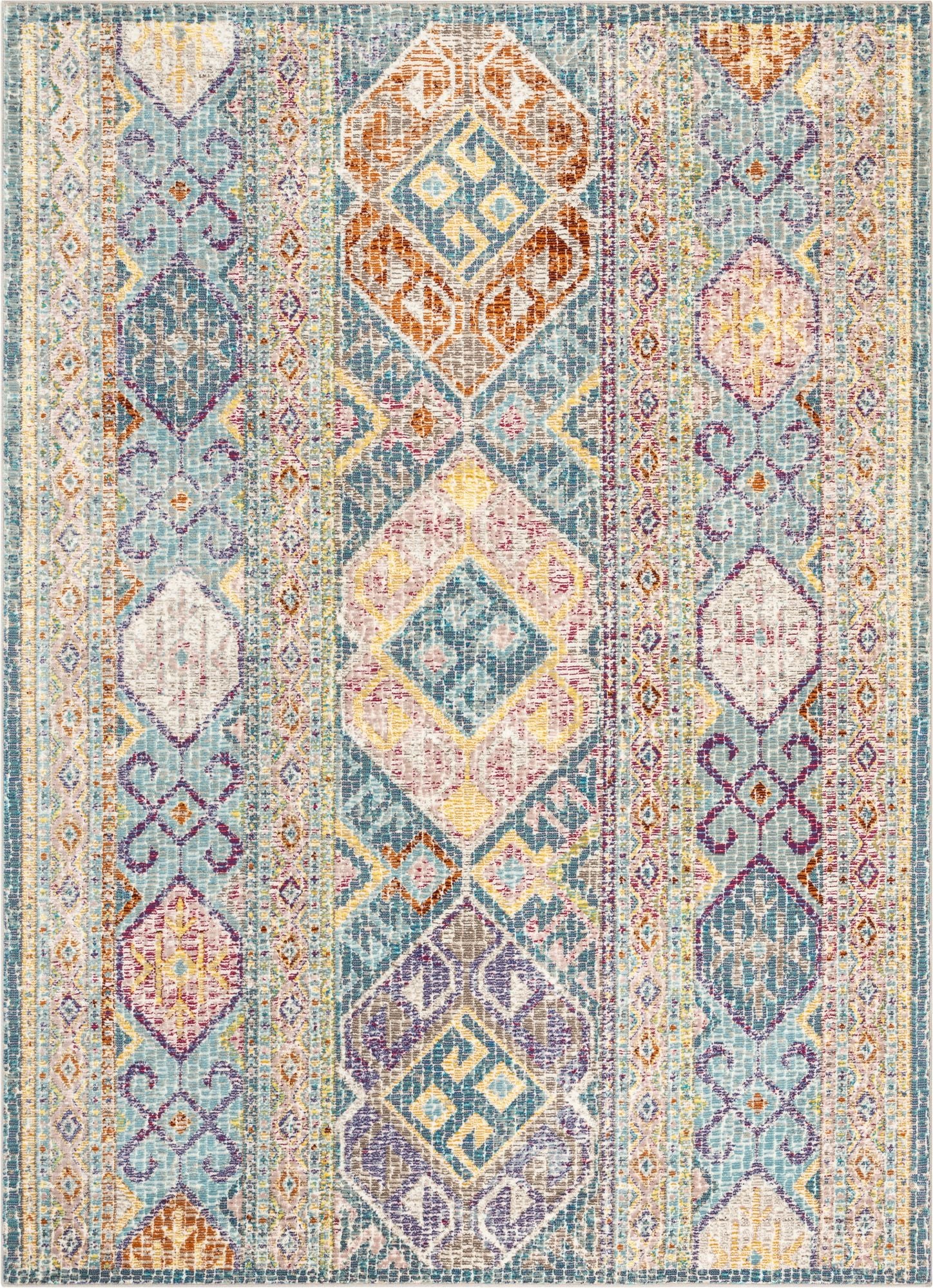 Eden Blue Vintage-Mosaik-Pastellteppich