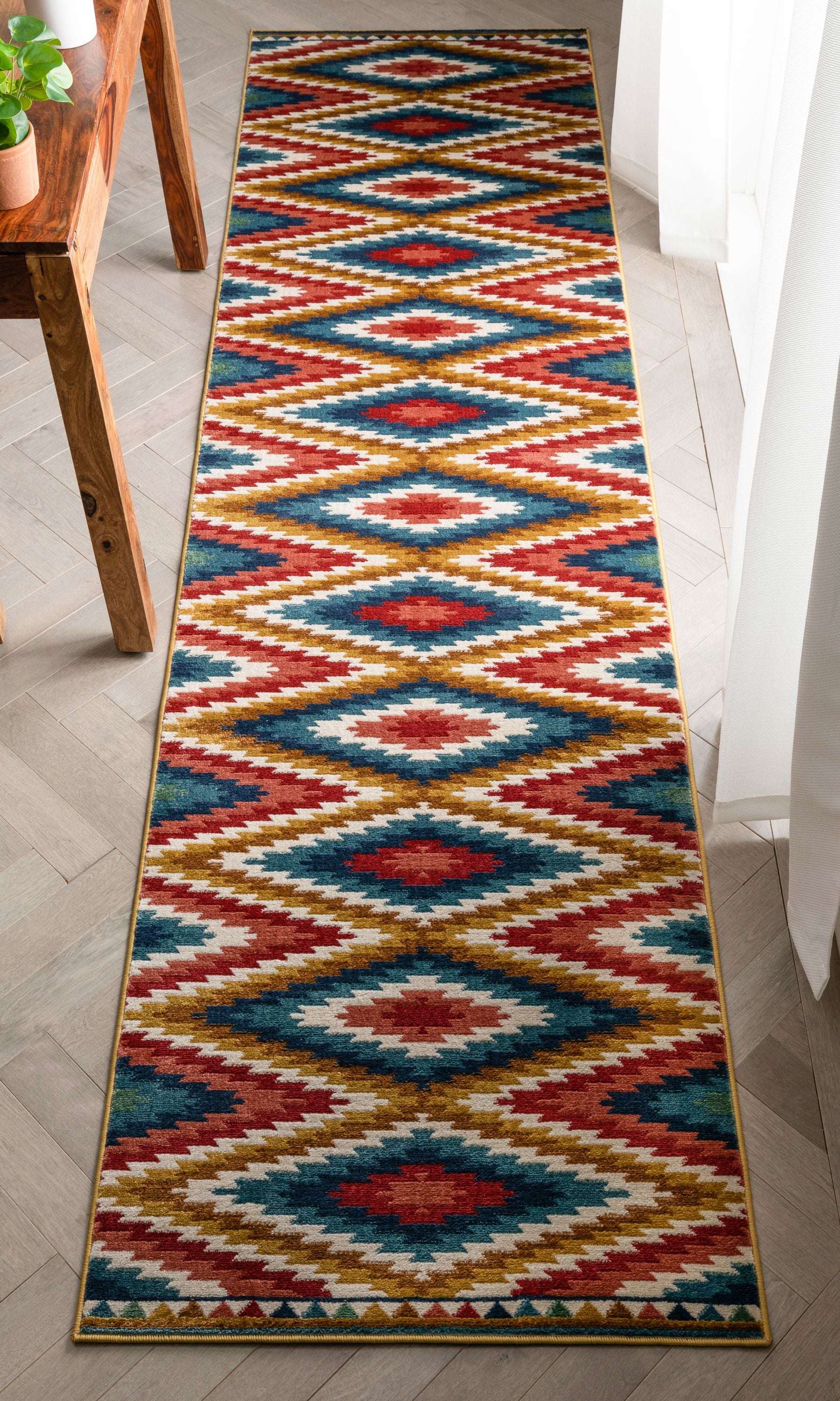 Mia Southwestern Tribal Azteken-Bohemian-Teppich in Blau