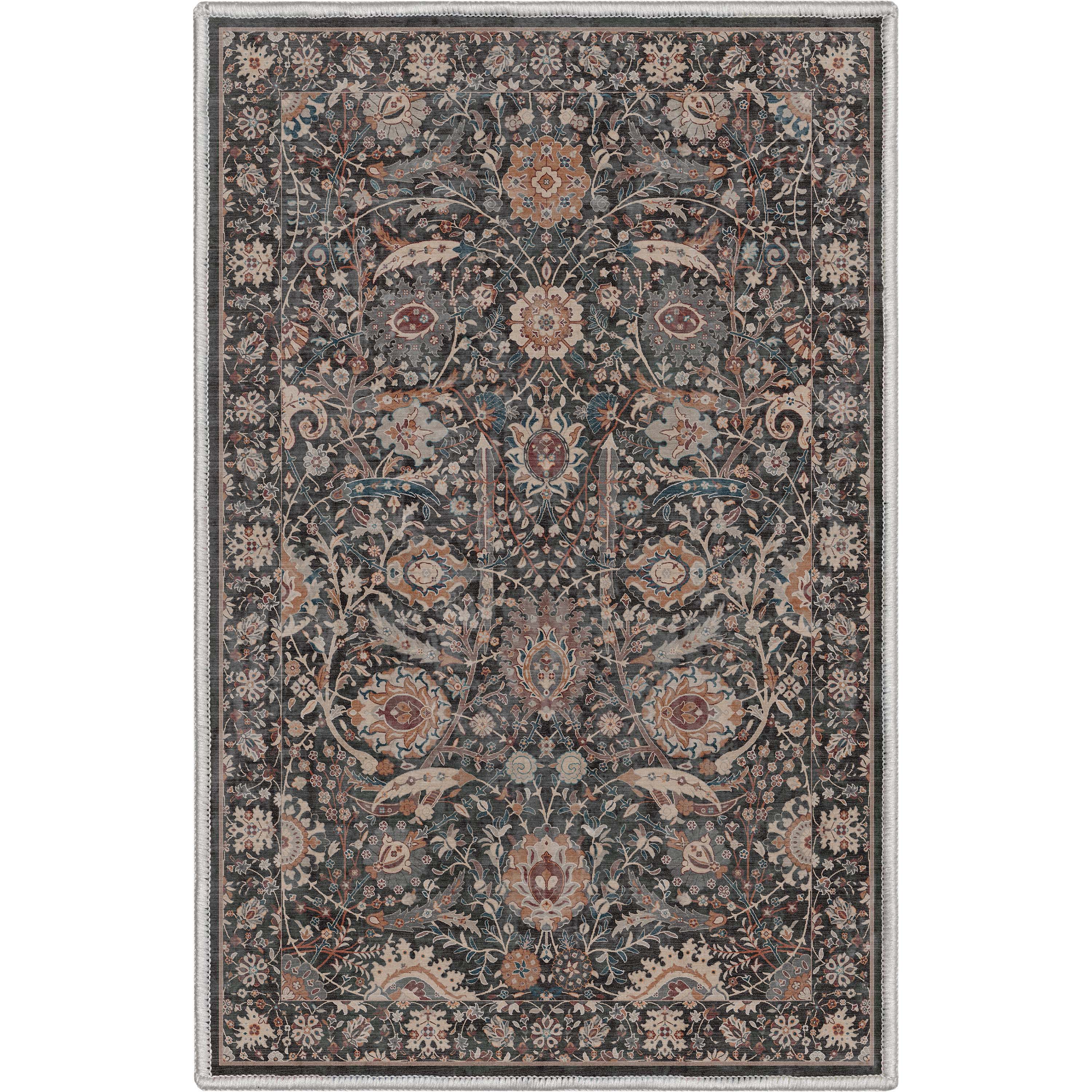 Liana Vintage Orientalischer Flachgewebe-Teppich in Anthrazit