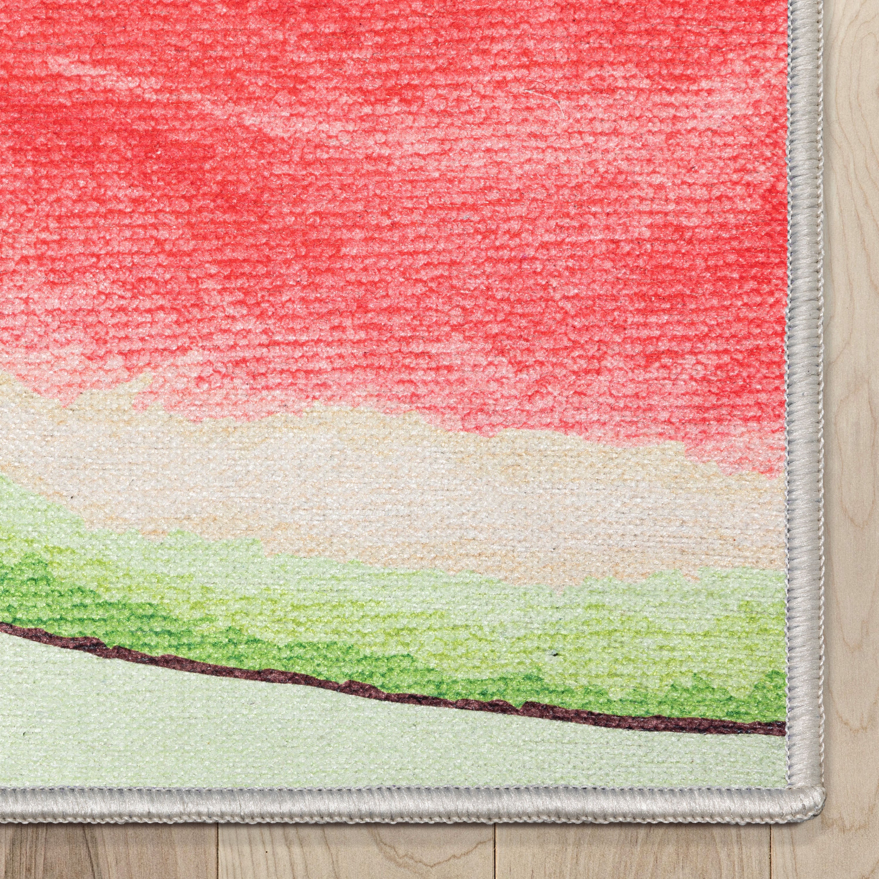 Flachgewebter Teppich &bdquo;Halbe Wassermelone Neuheit&ldquo; in Rot-Limette