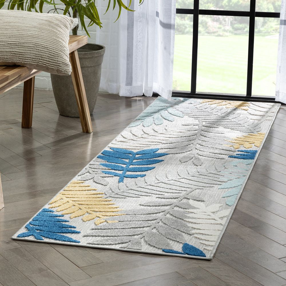 Mariah Grey Tropical Indoor Outdoor Teppich