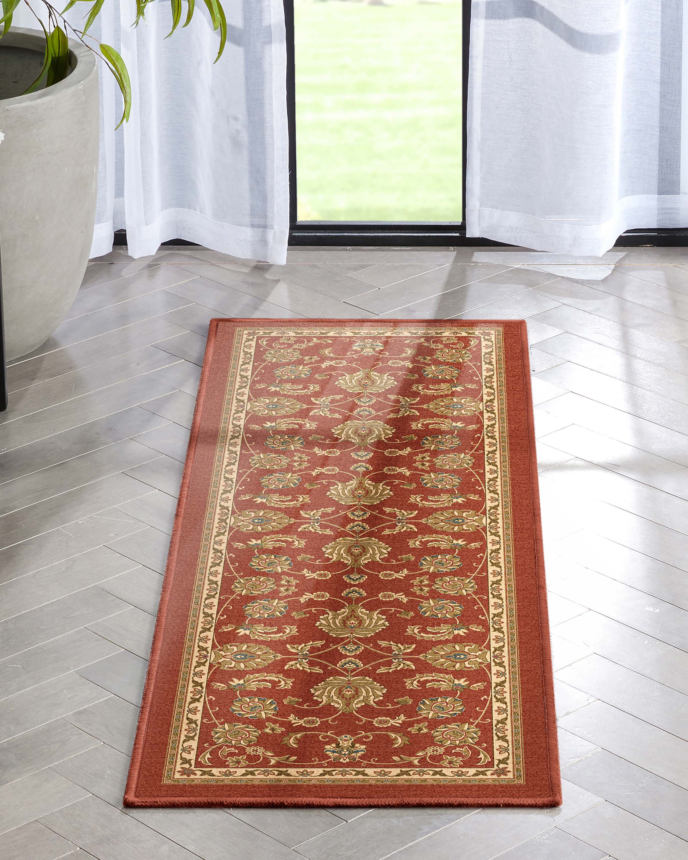 Tabriz Traditioneller orientalischer Flachgewebe-Teppich mit Baumwollr&uuml;cken