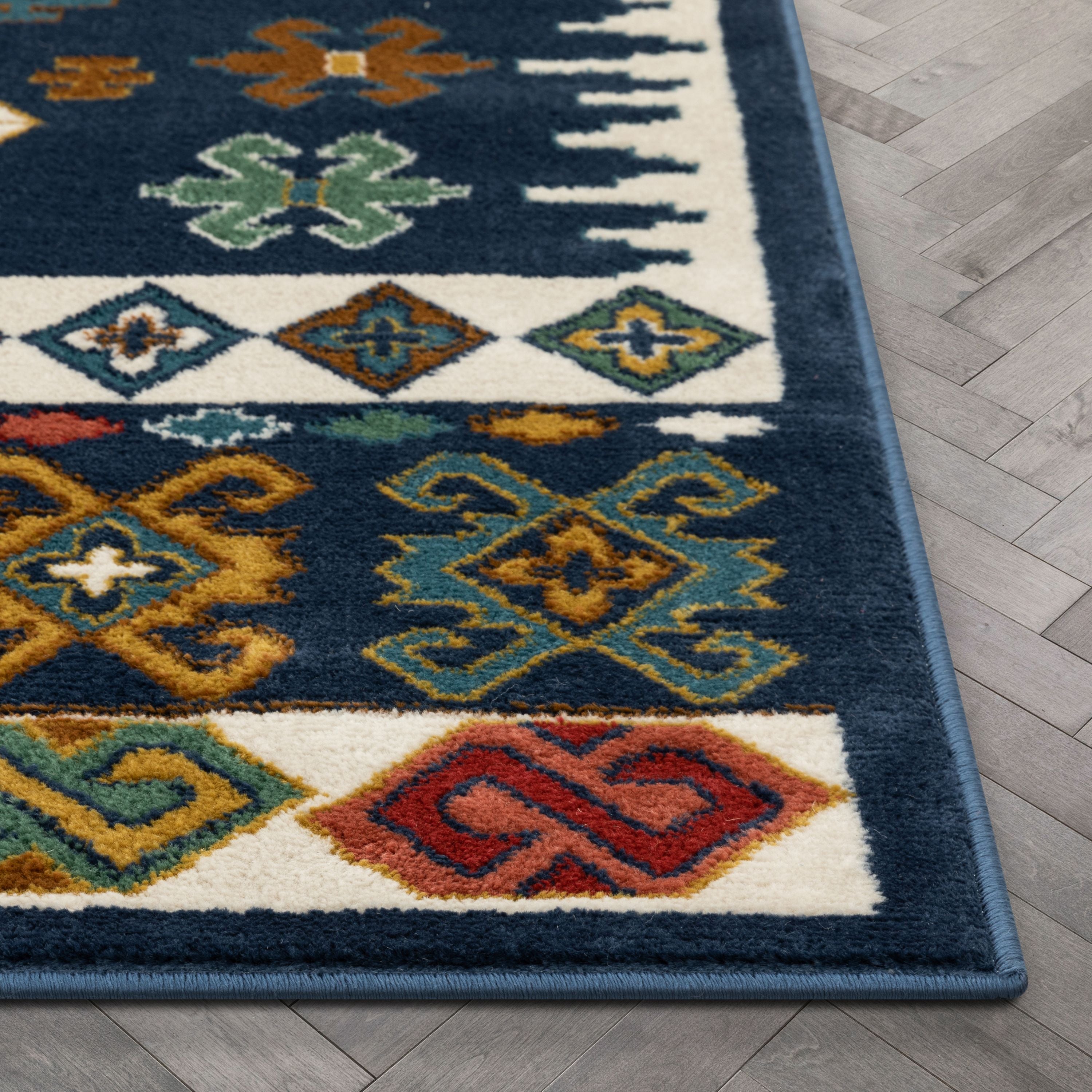 Ravia Southwestern Tribal Azteken-Teppich in b&ouml;hmischem Blau