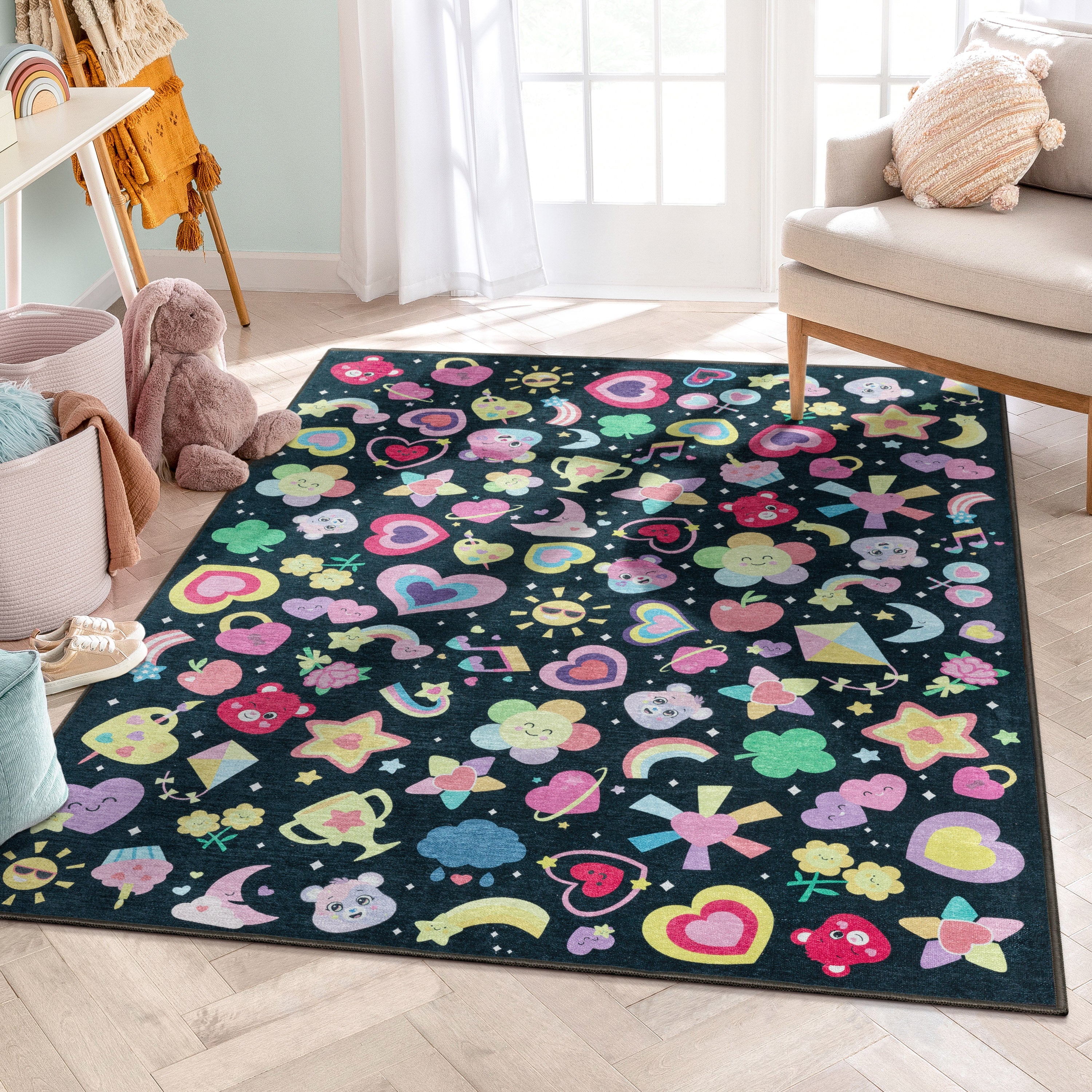 Care Bears Abzeichen und B&auml;ren schwarzer Teppich