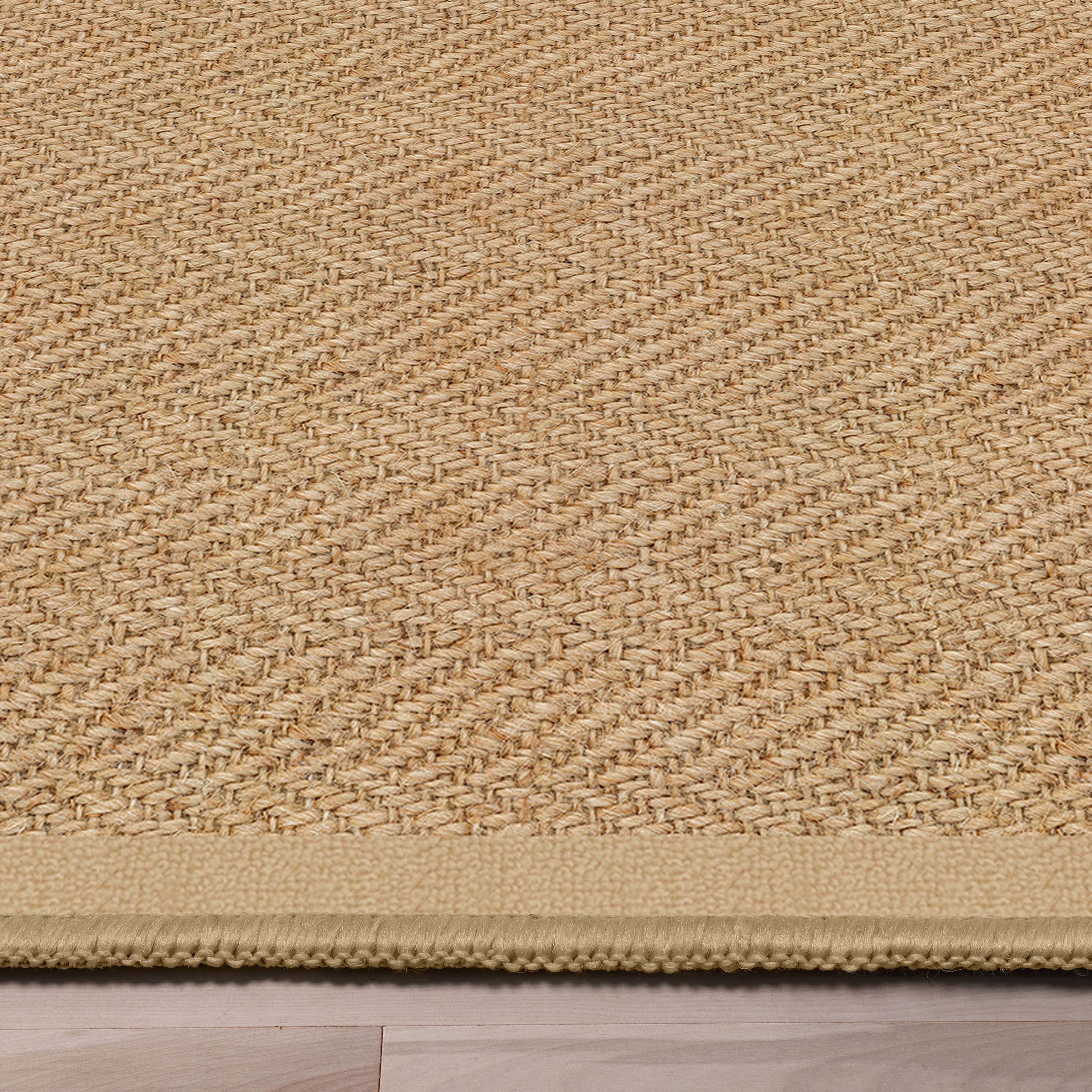 Well-Jute Boerboel Geometrischer Flachgewebe-Teppich mit Fischgr&auml;tenmuster in Beige
