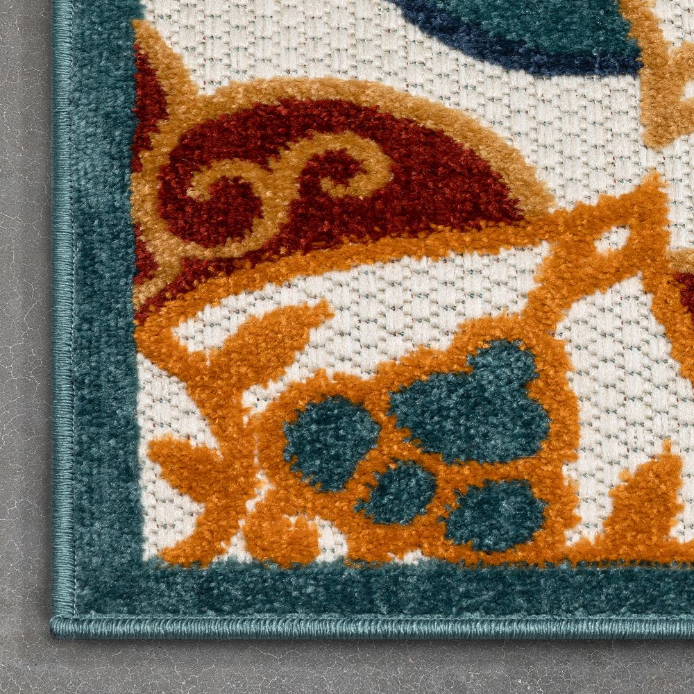 Cabo Floral Bold Multi-Color Hoch-Tief-Teppich f&uuml;r den Innen- und Au&szlig;enbereich