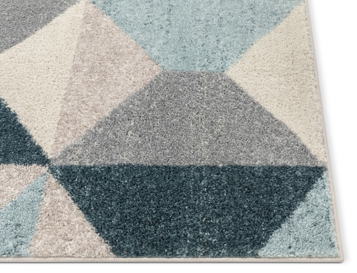Zeke Blue Mid-Century Modern Geometrischer Teppich