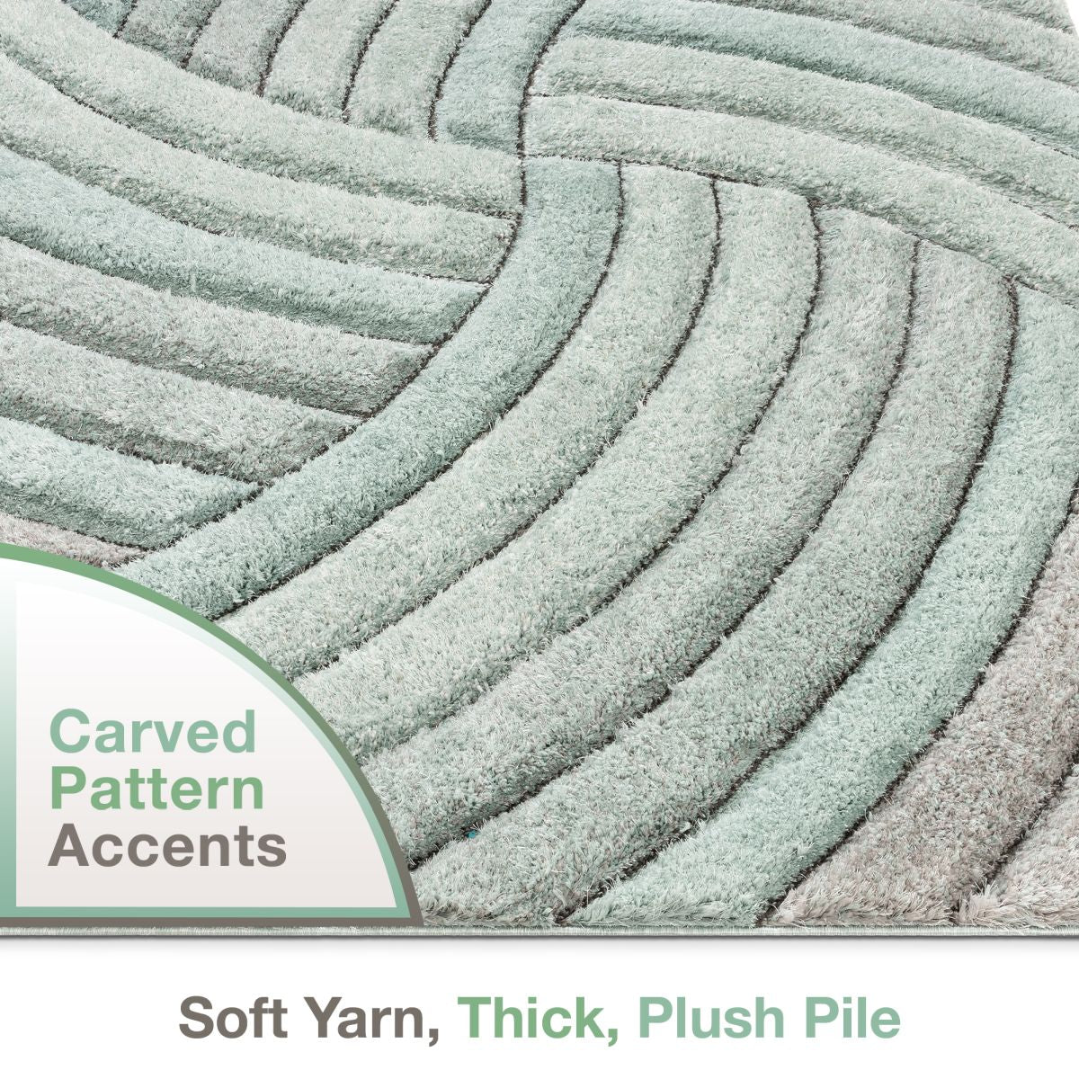Ucci Blue Moderner Shag-Teppich mit 3D-Struktur von Chill Rugs