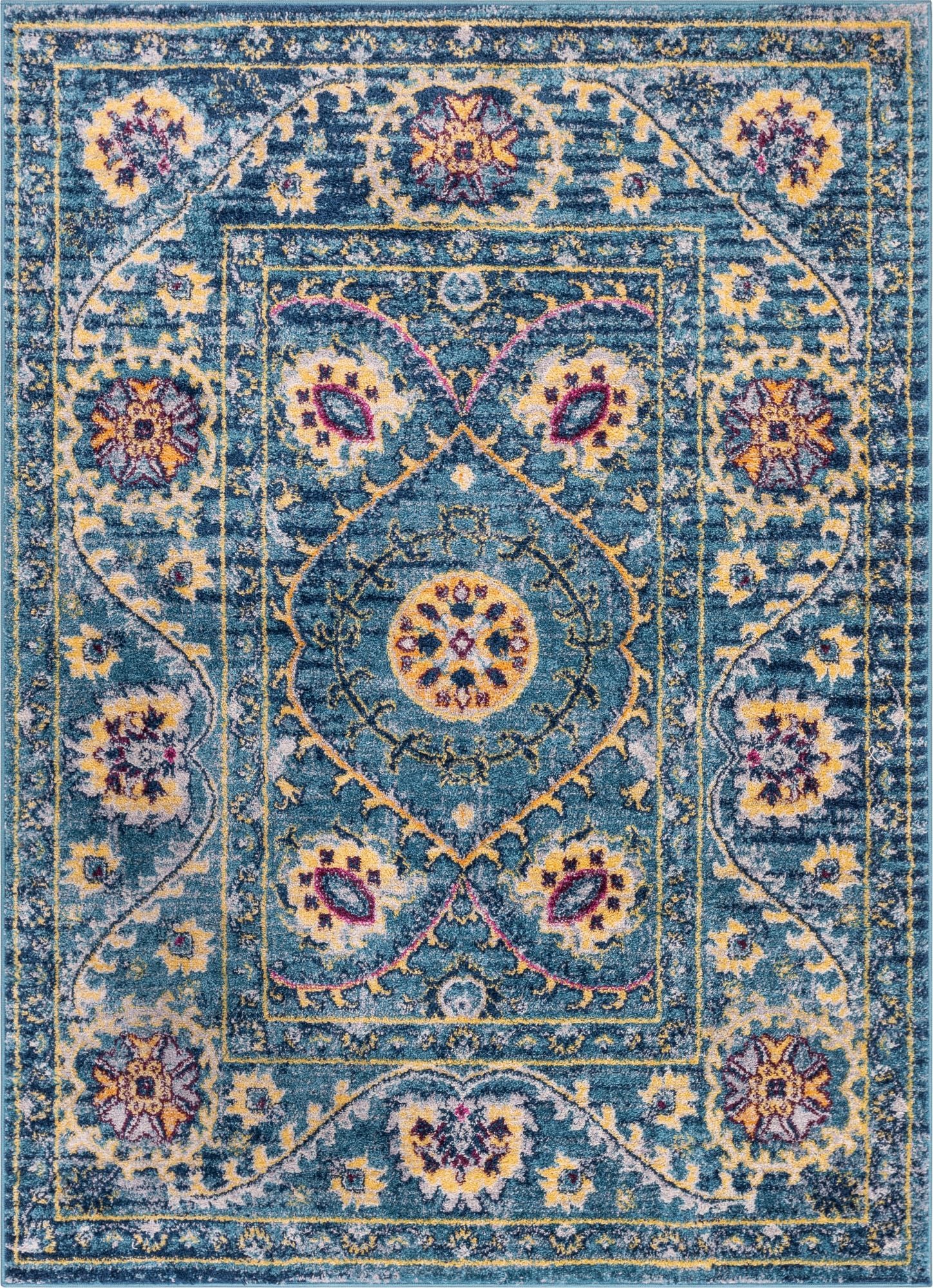 Mae Blauer moderner b&ouml;hmischer Teppich