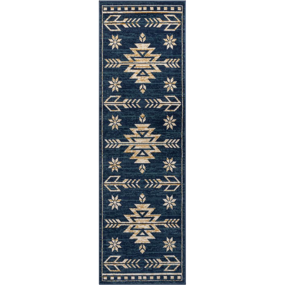 Canton Southwestern Tribal Bohemian Blauer Teppich