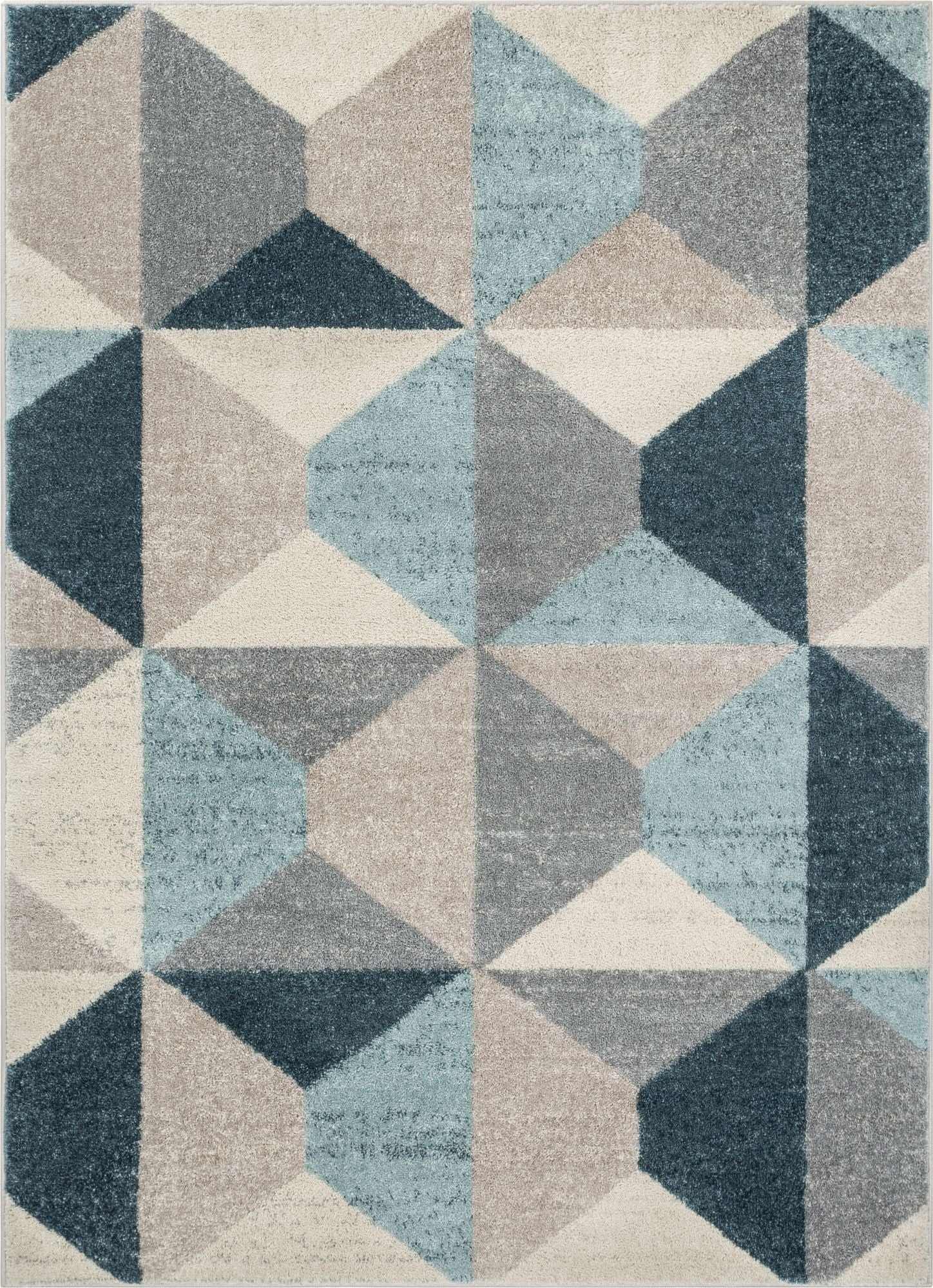 Zeke Blue Mid-Century Modern Geometrischer Teppich