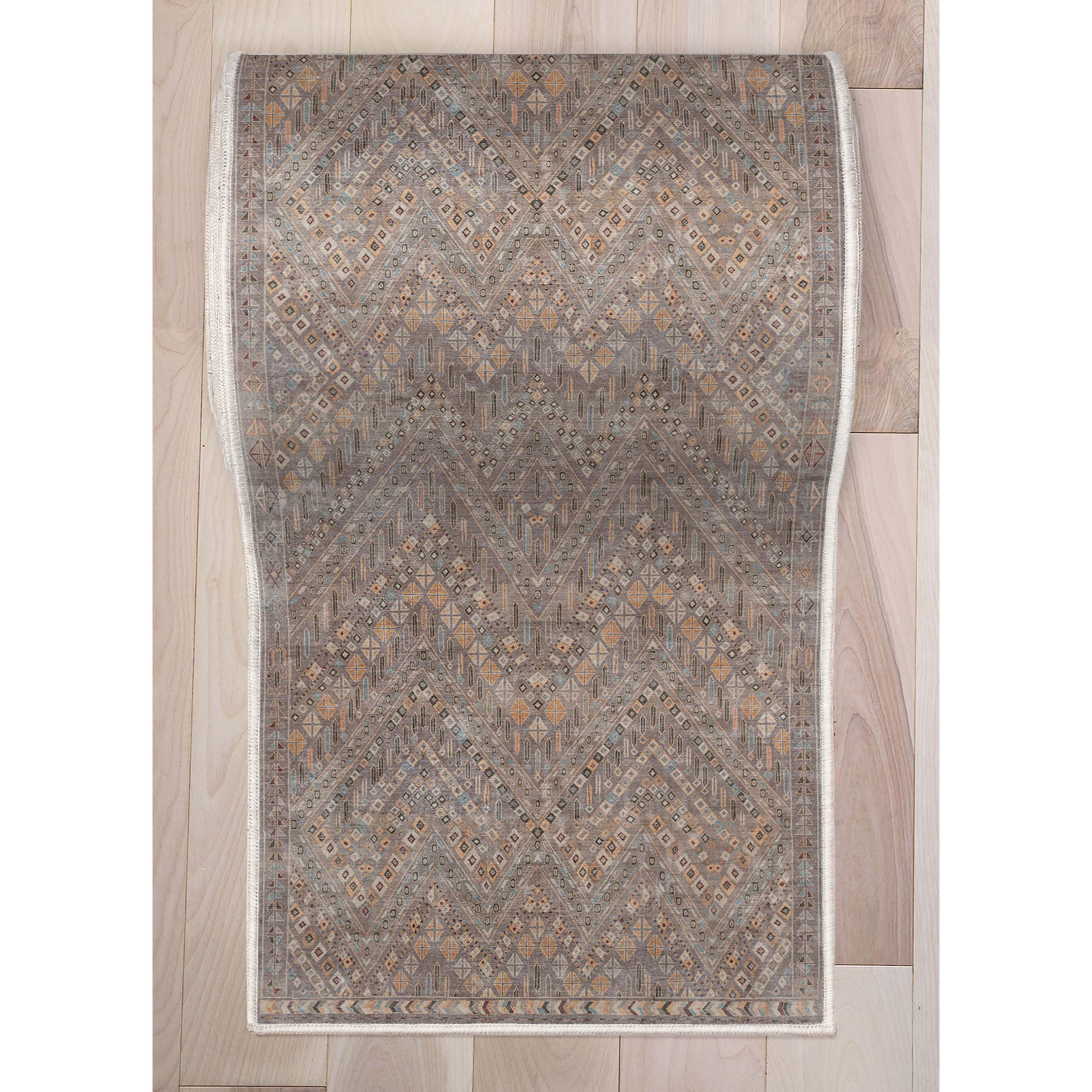 Benutzerdefinierte Gr&ouml;&szlig;e L&auml;ufer Anya Vintage Tribal Grau W&auml;hlen Sie Ihre Breite x W&auml;hlen Sie Ihre L&auml;nge Flurl&auml;ufer-Teppich