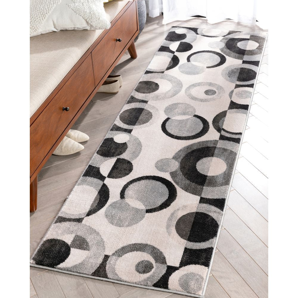 Avi Moderner geometrischer grau-schwarzer Teppich