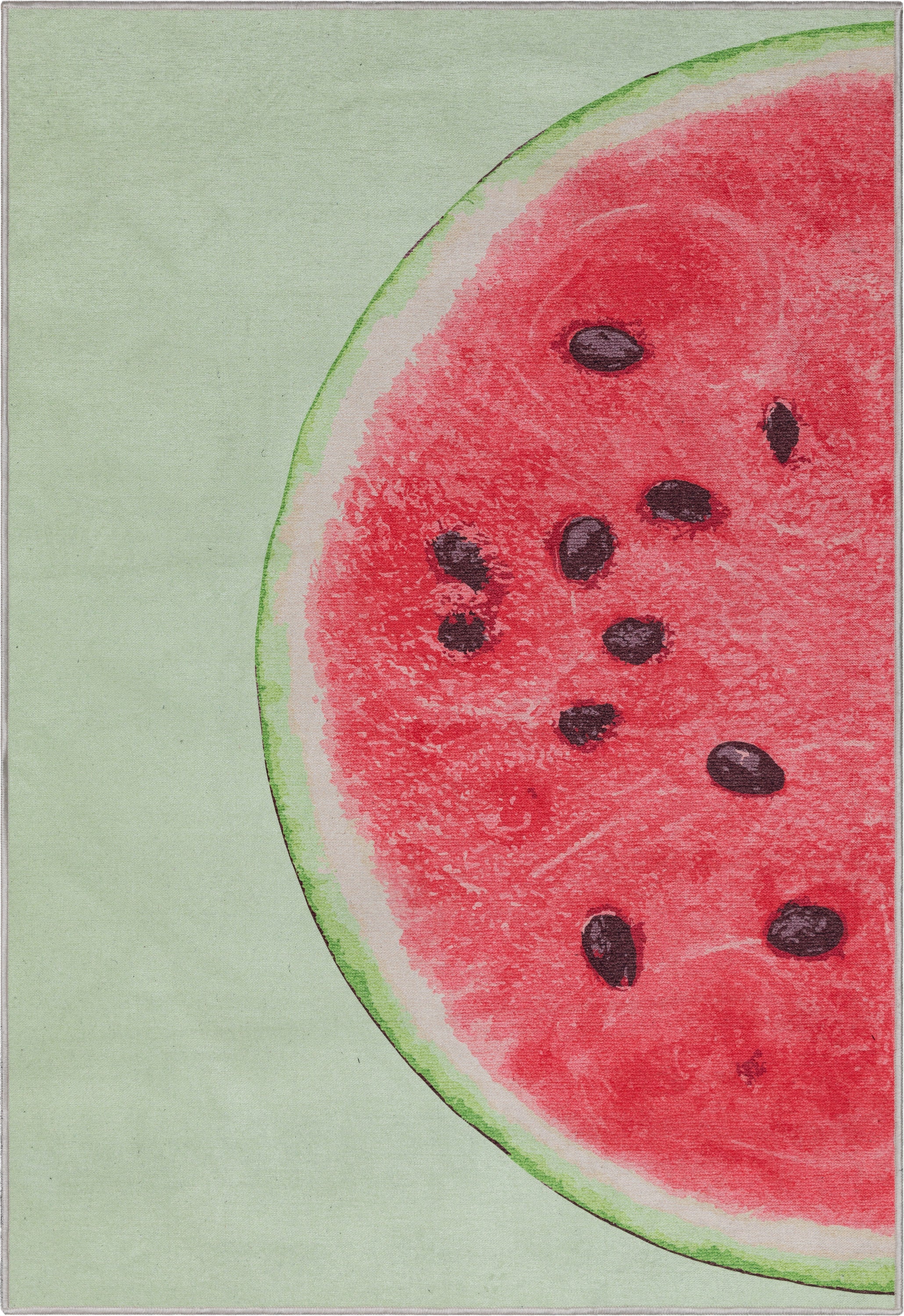 Flachgewebter Teppich &bdquo;Halbe Wassermelone Neuheit&ldquo; in Rot-Limette