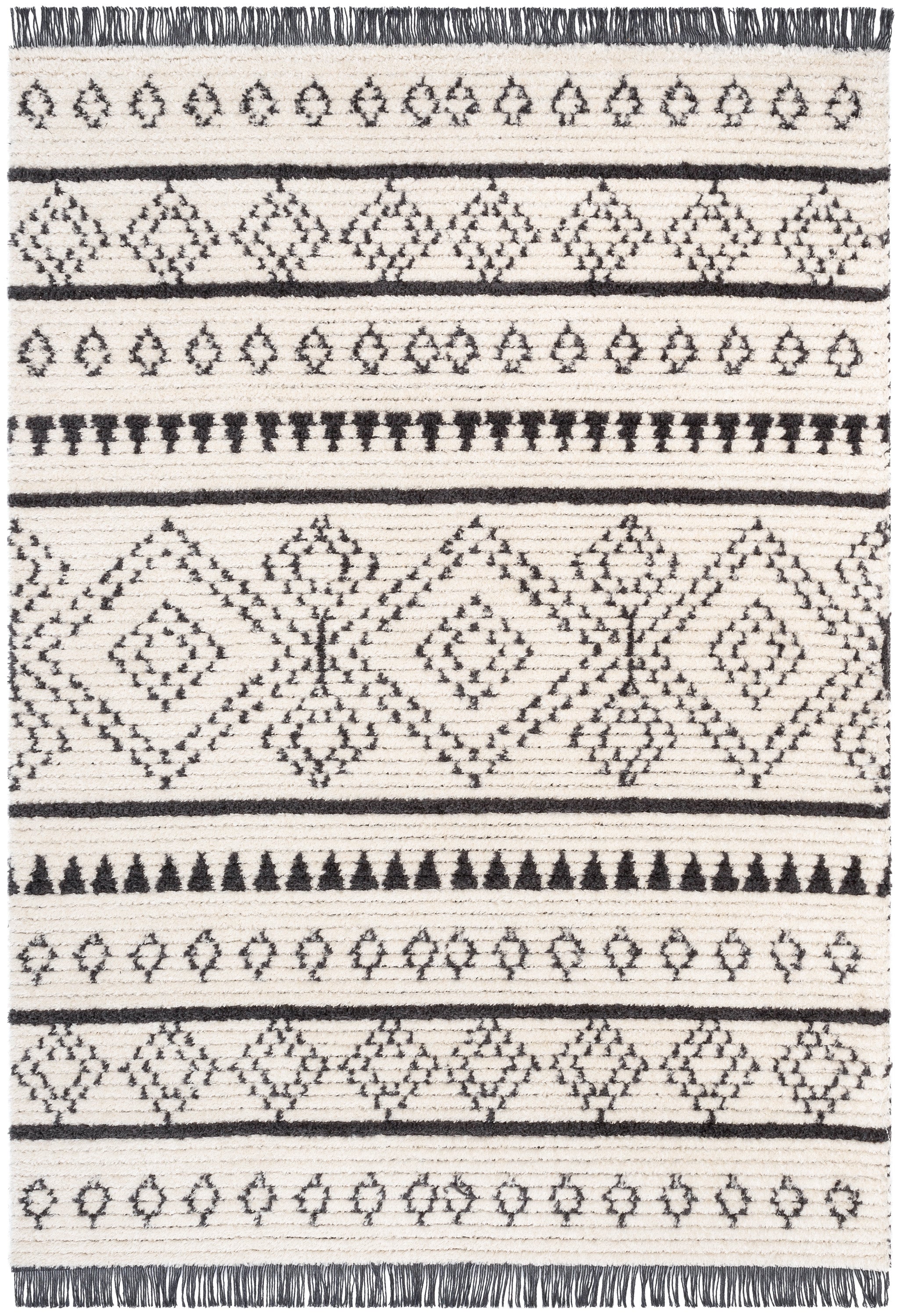 Odina Tribal Diamond Lattice Pattern Grauer High-Low-strukturierter Florteppich